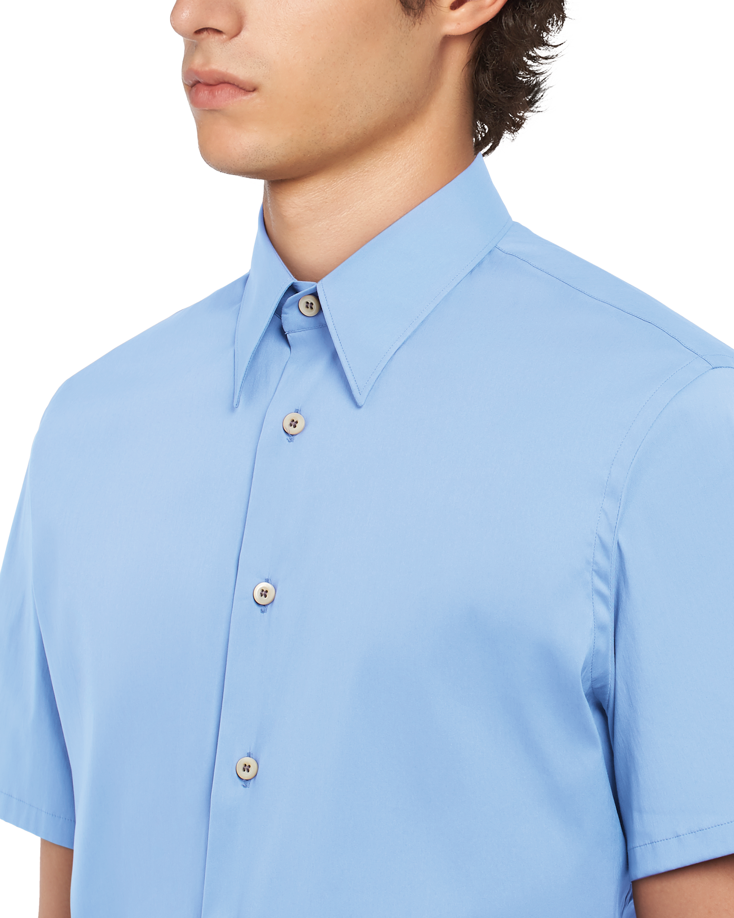 Light Blue Short-sleeved cotton shirt 