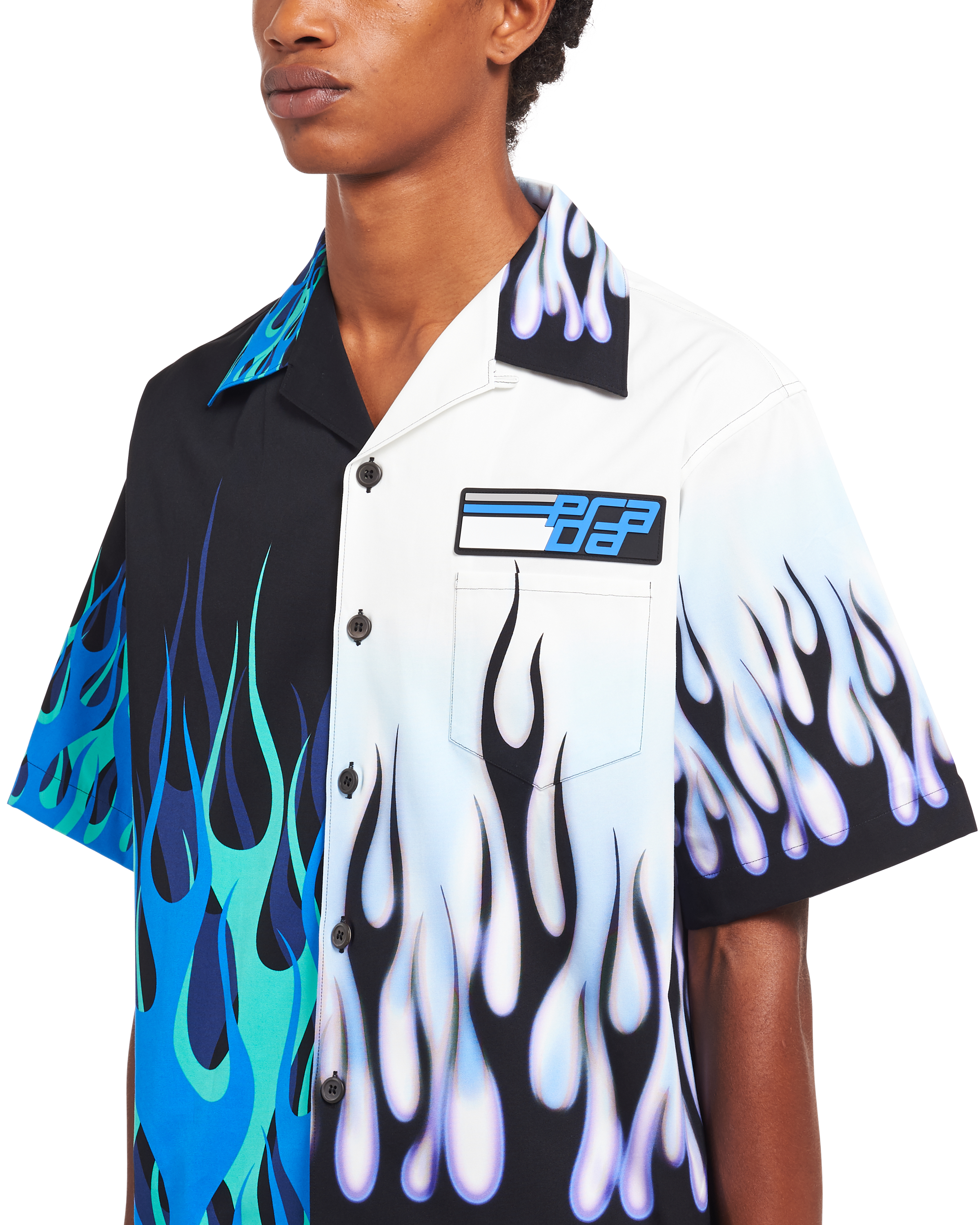 prada flame button up