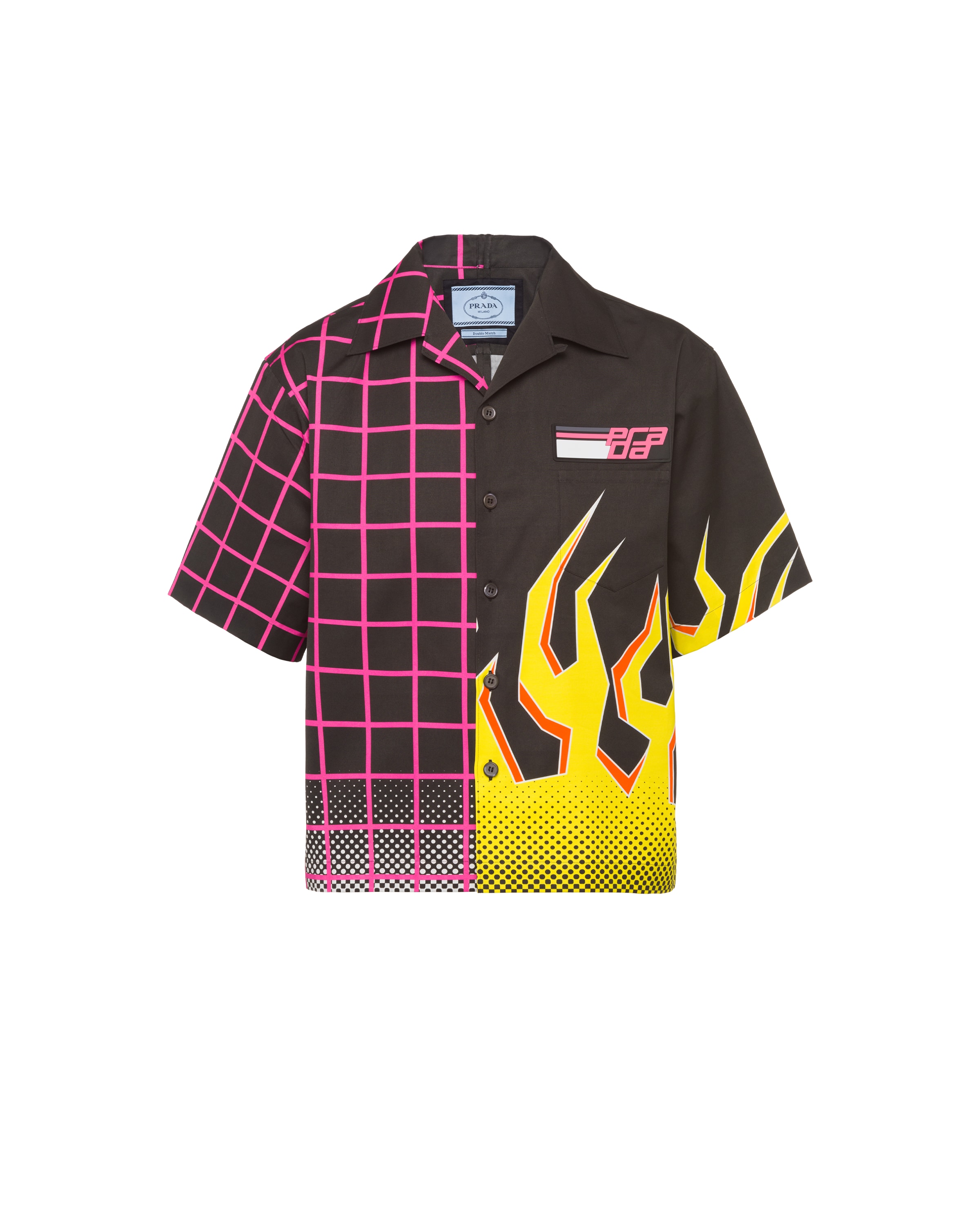 Yellow/pink Double Match heavy cotton shirt | Prada