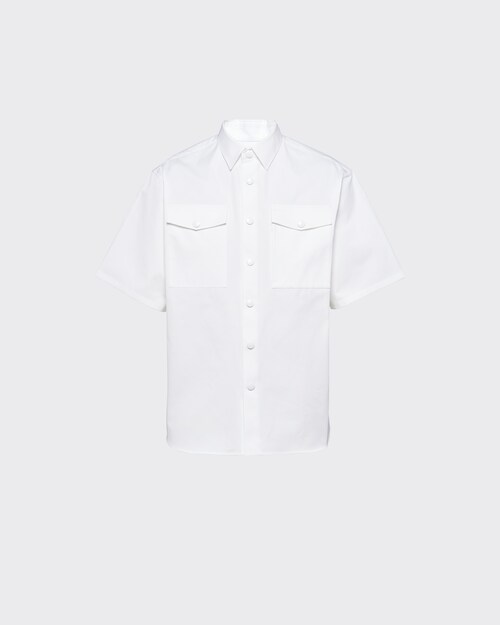 White Short-sleeved heavy cotton shirt 