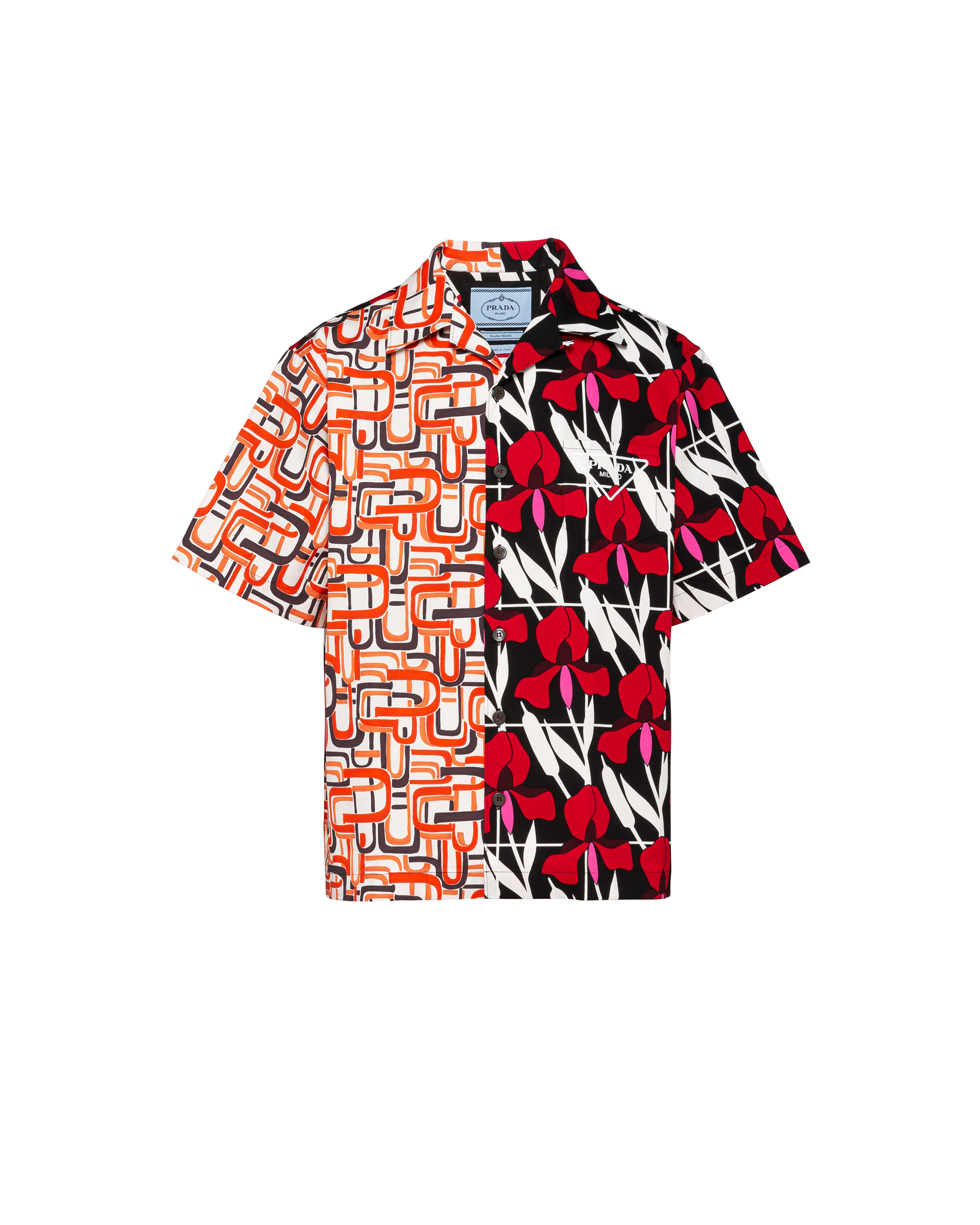 Prada Double Match Heavy Cotton Shirt In Orange