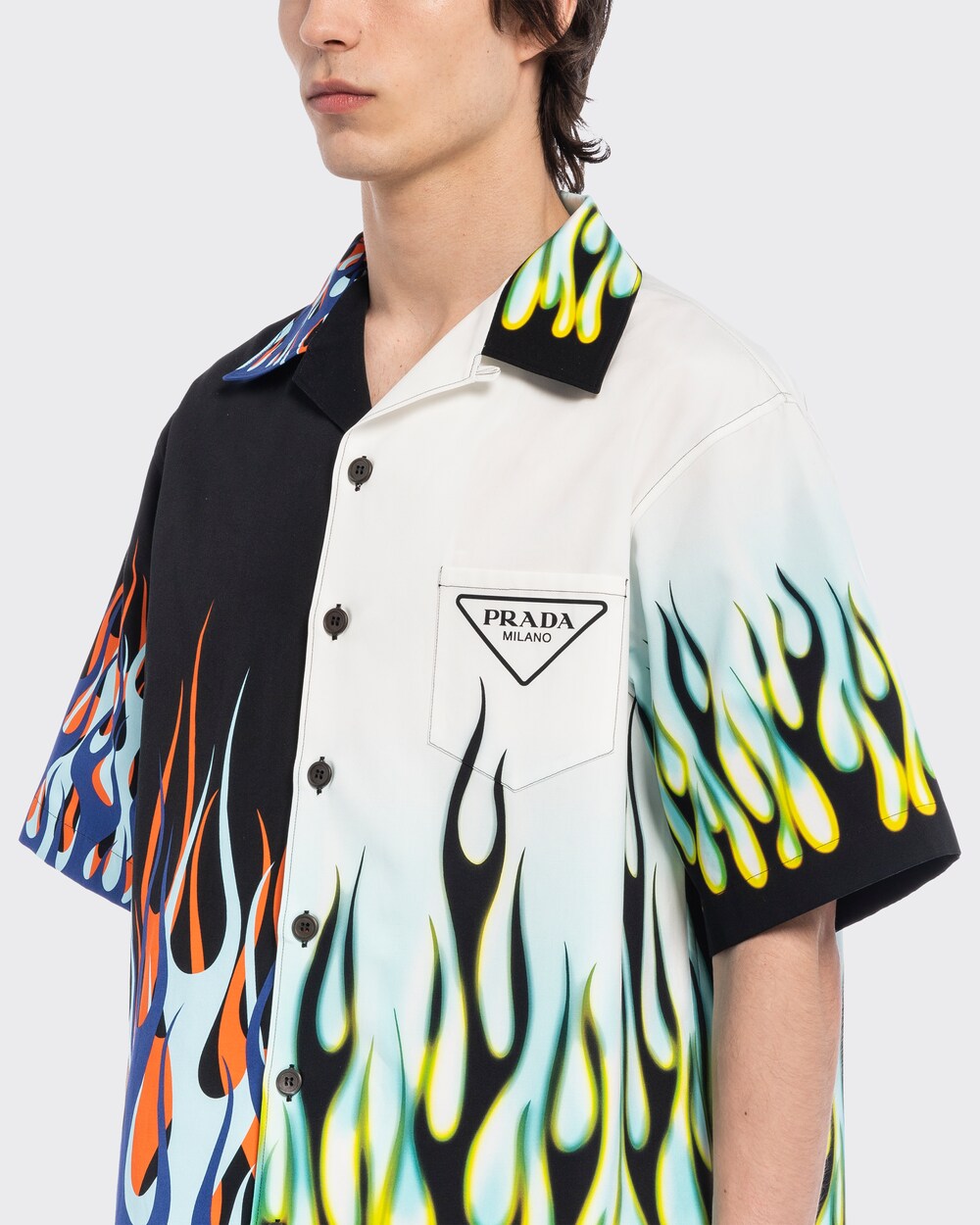 Black Double Match poplin shirt | Prada