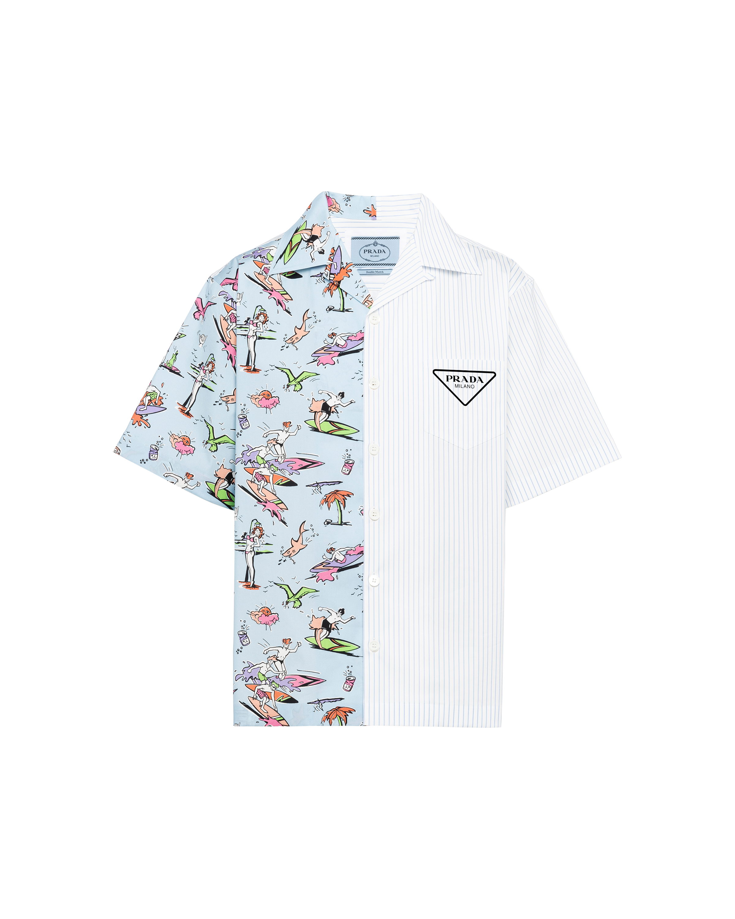 Prada Double Match Poplin Shirt In Celeste | ModeSens