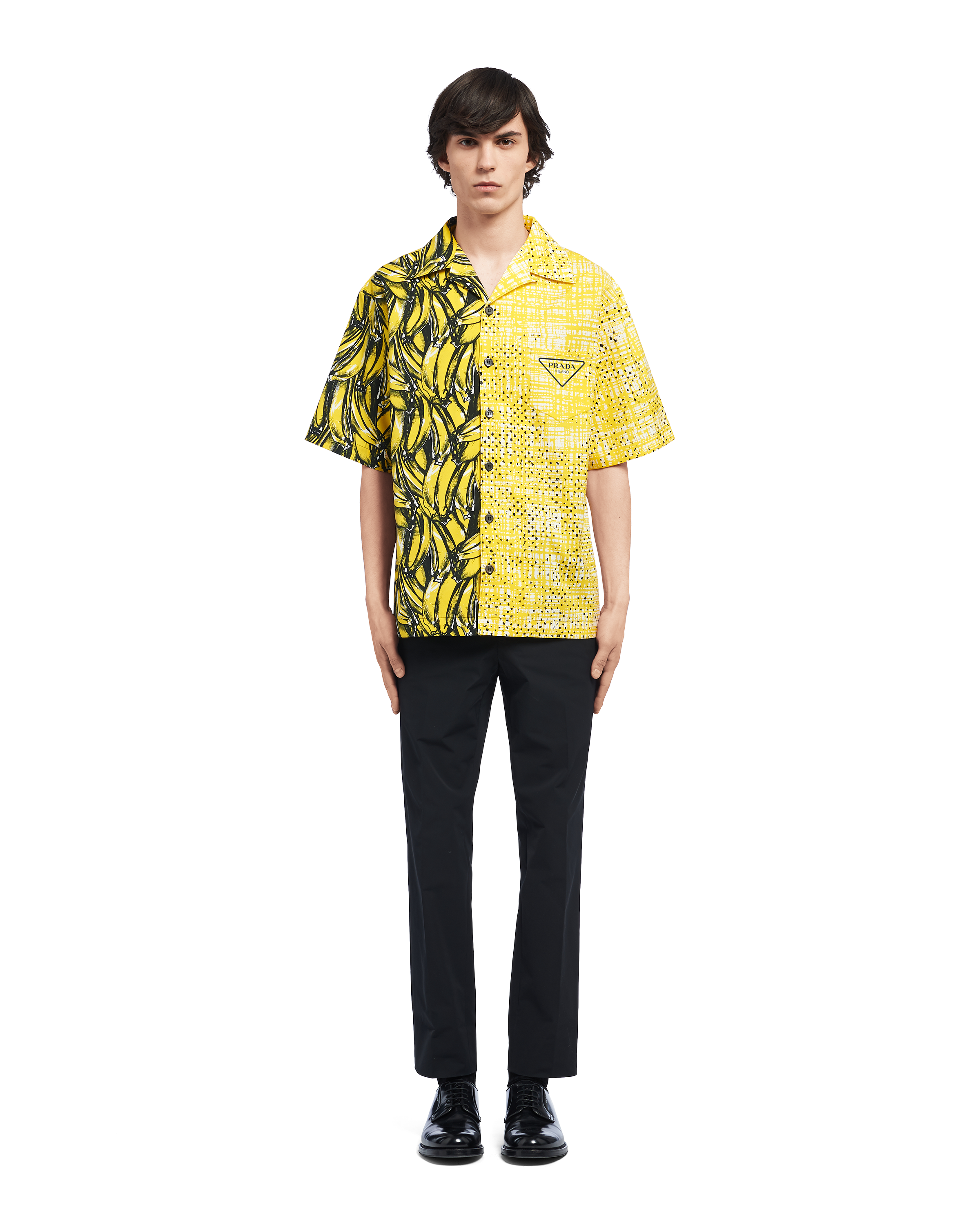 イエロー ダブルマッチ ポプリン シャツ | PRADA