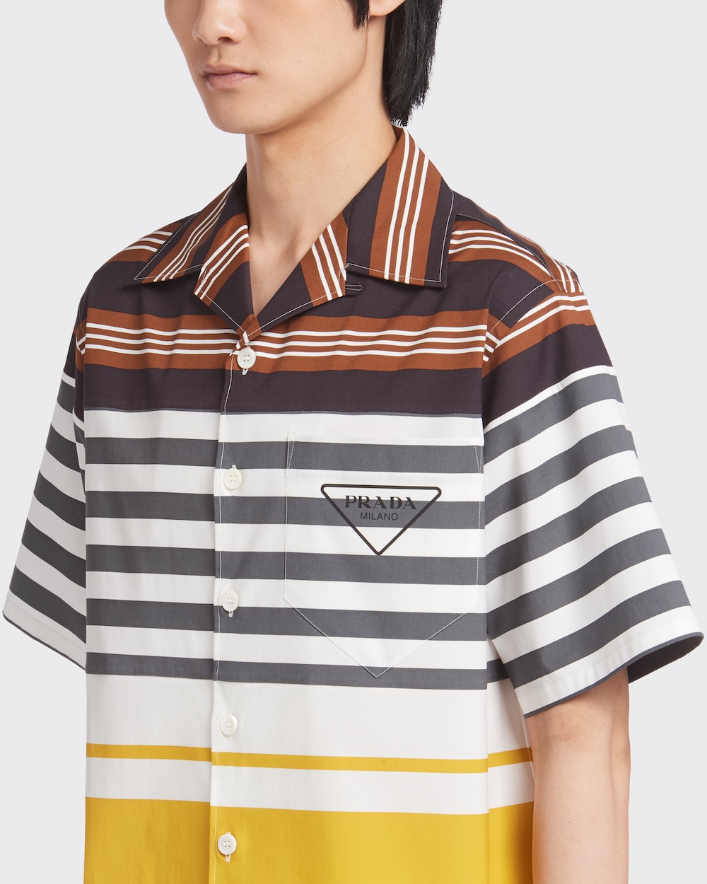 Fern Green Striped stretch cotton shirt 