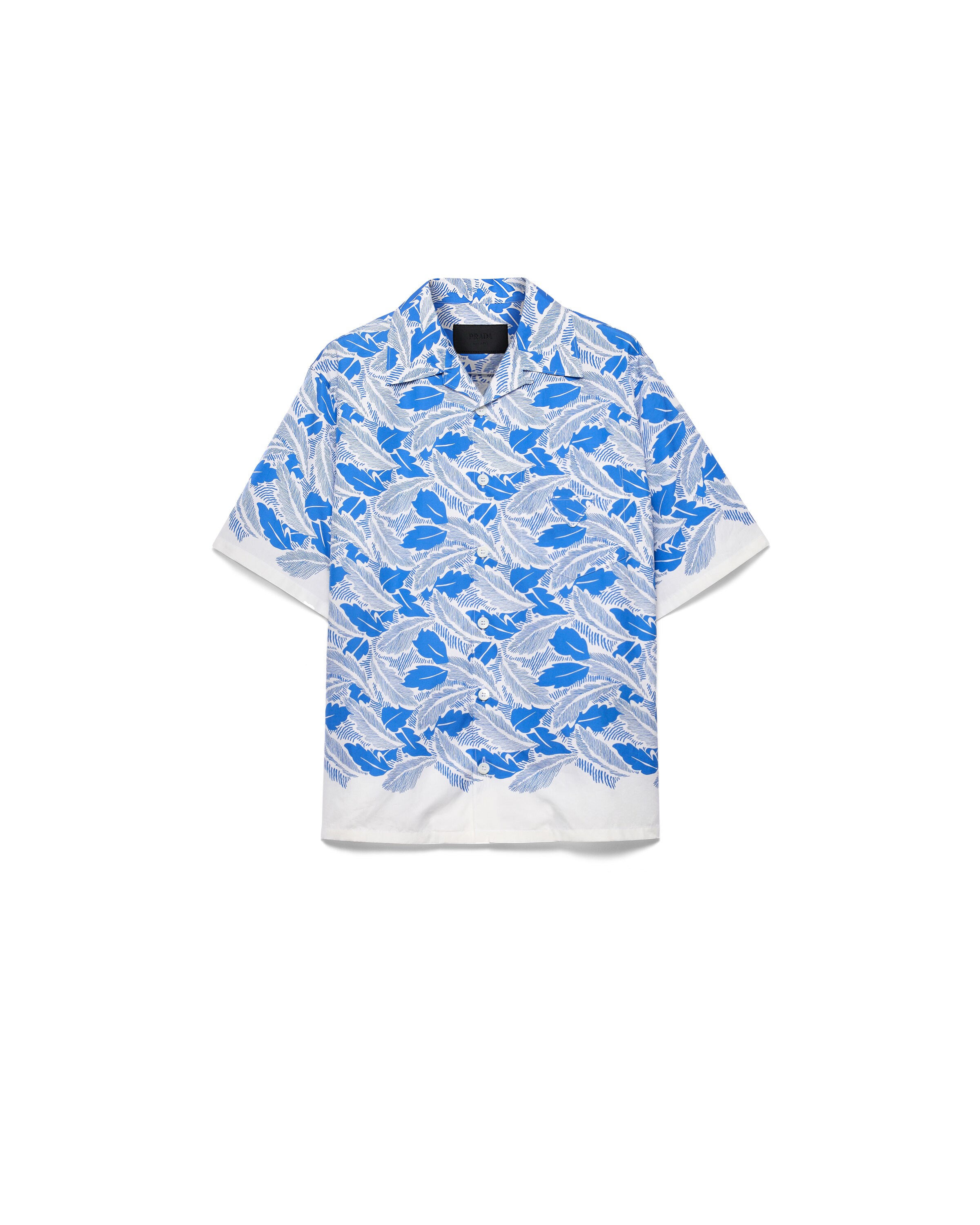 Prada Chemise À Manches Courtes En Coton, Homme, Bleu Saphir, Taille M
