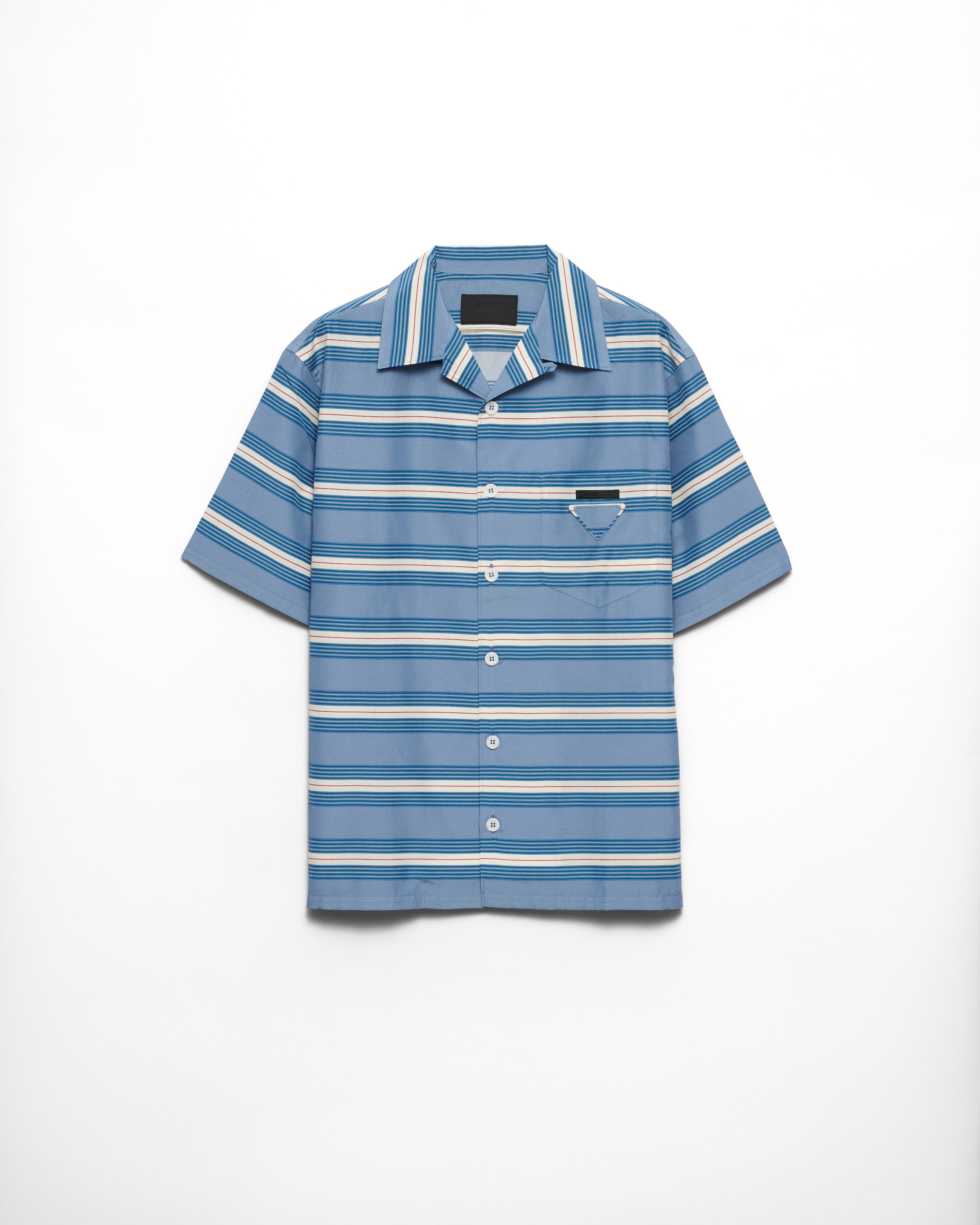 Prada Chemise Bowling En Coton Rayé, Homme, Bleu Aviateur, Taille XL
