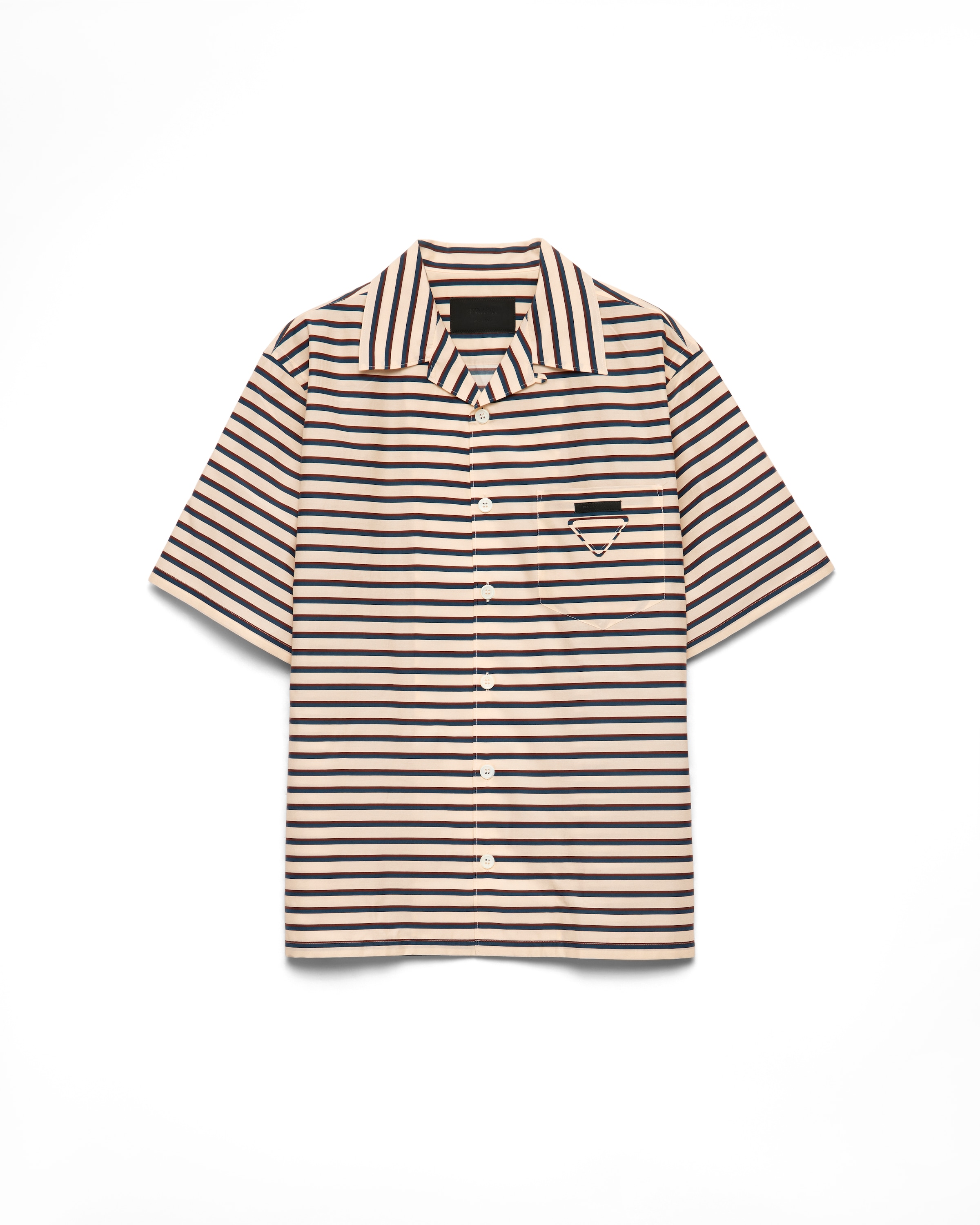 Prada Chemise Bowling En Coton Rayé, Homme, Opale, Taille XXL