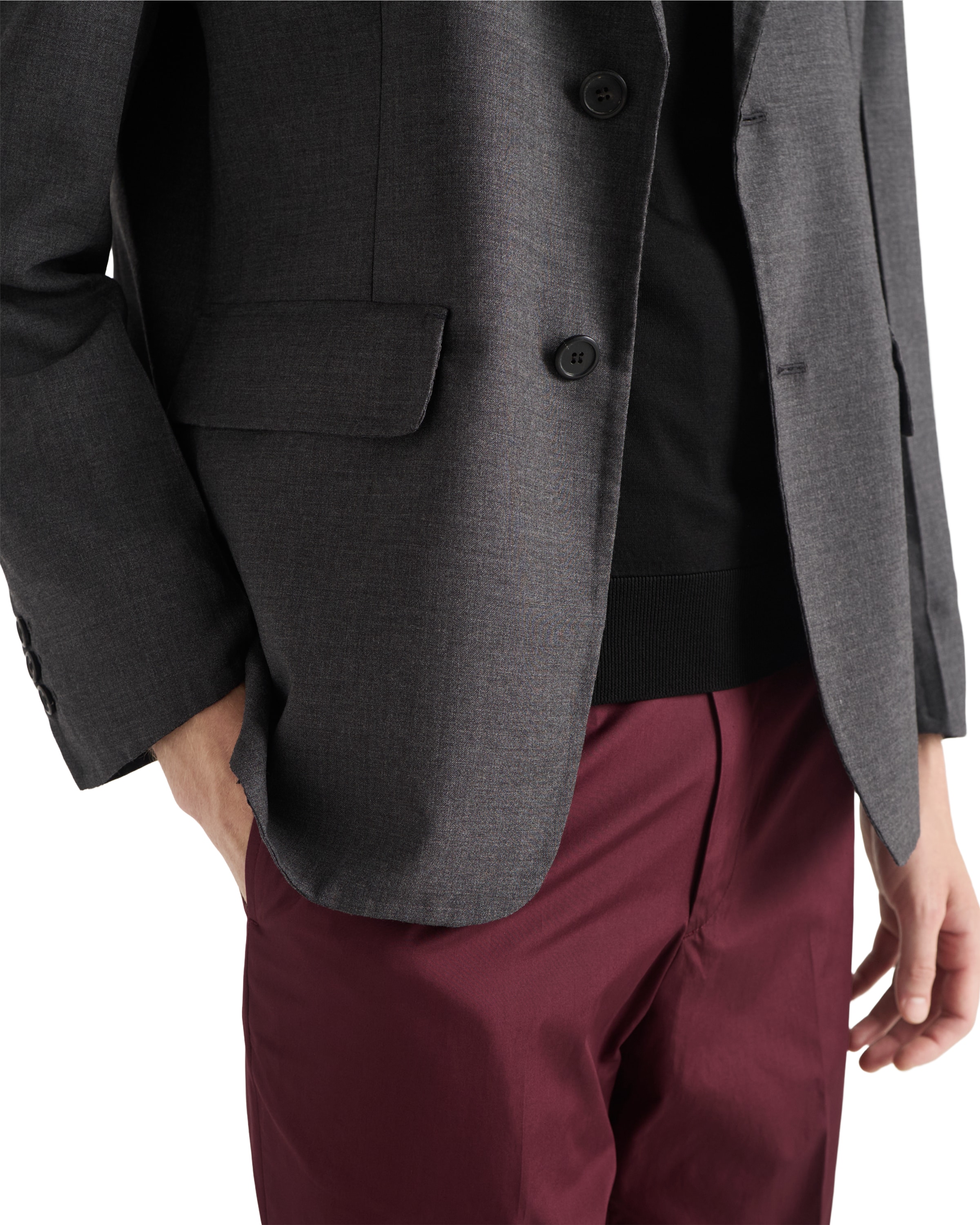 Prada Men's Single-breasted Wool Blend Jacket In Gray