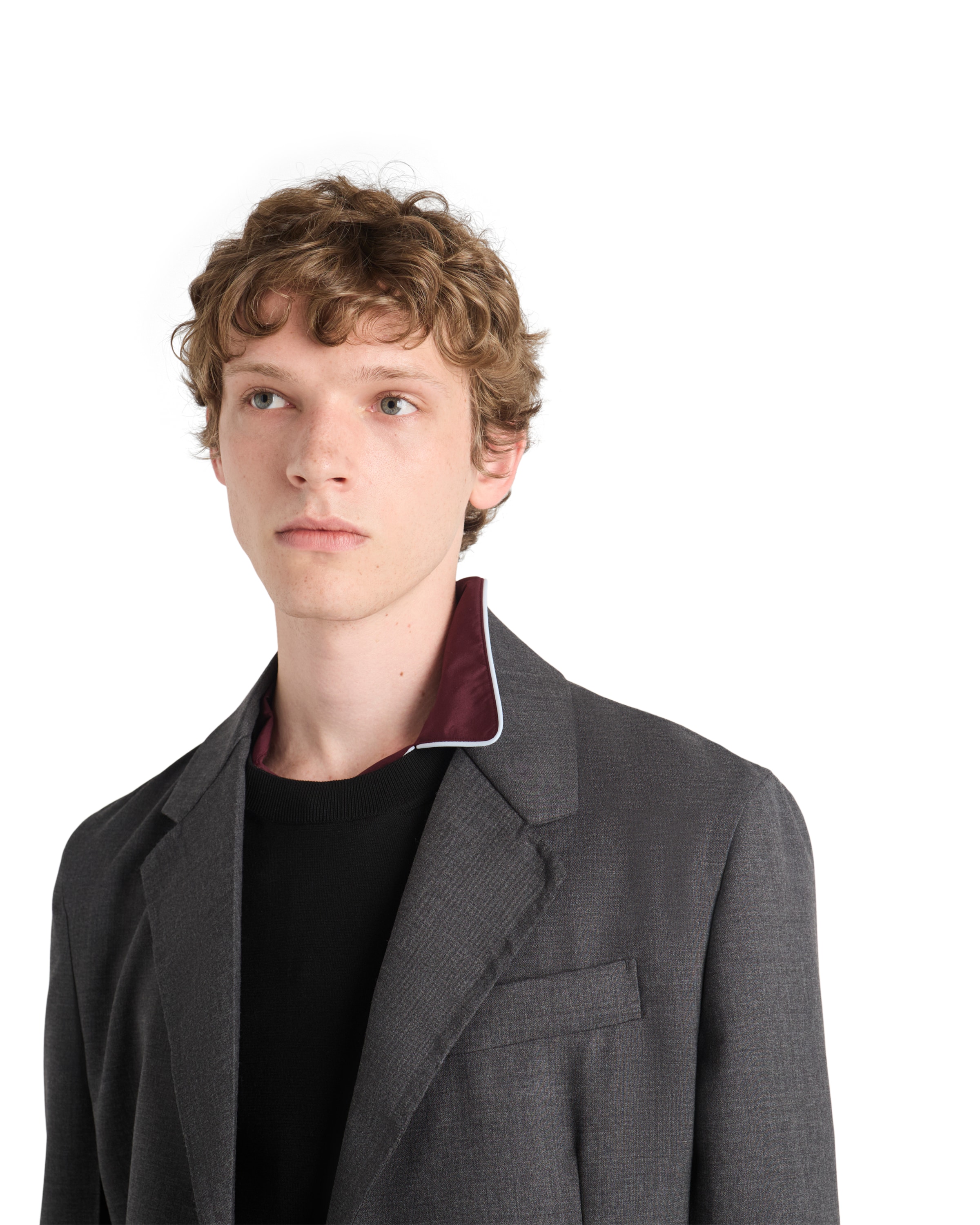 Prada Men's Single-breasted Wool Blend Jacket In Gray