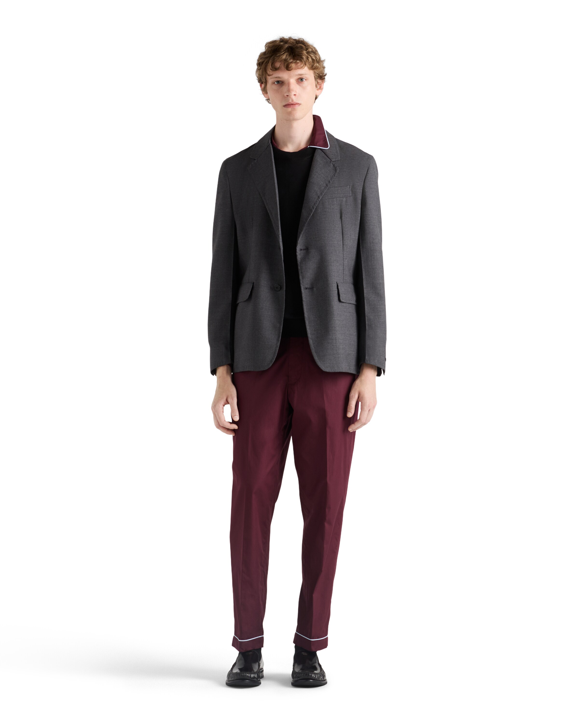 Prada Men's Single-breasted Wool Blend Jacket In Gray