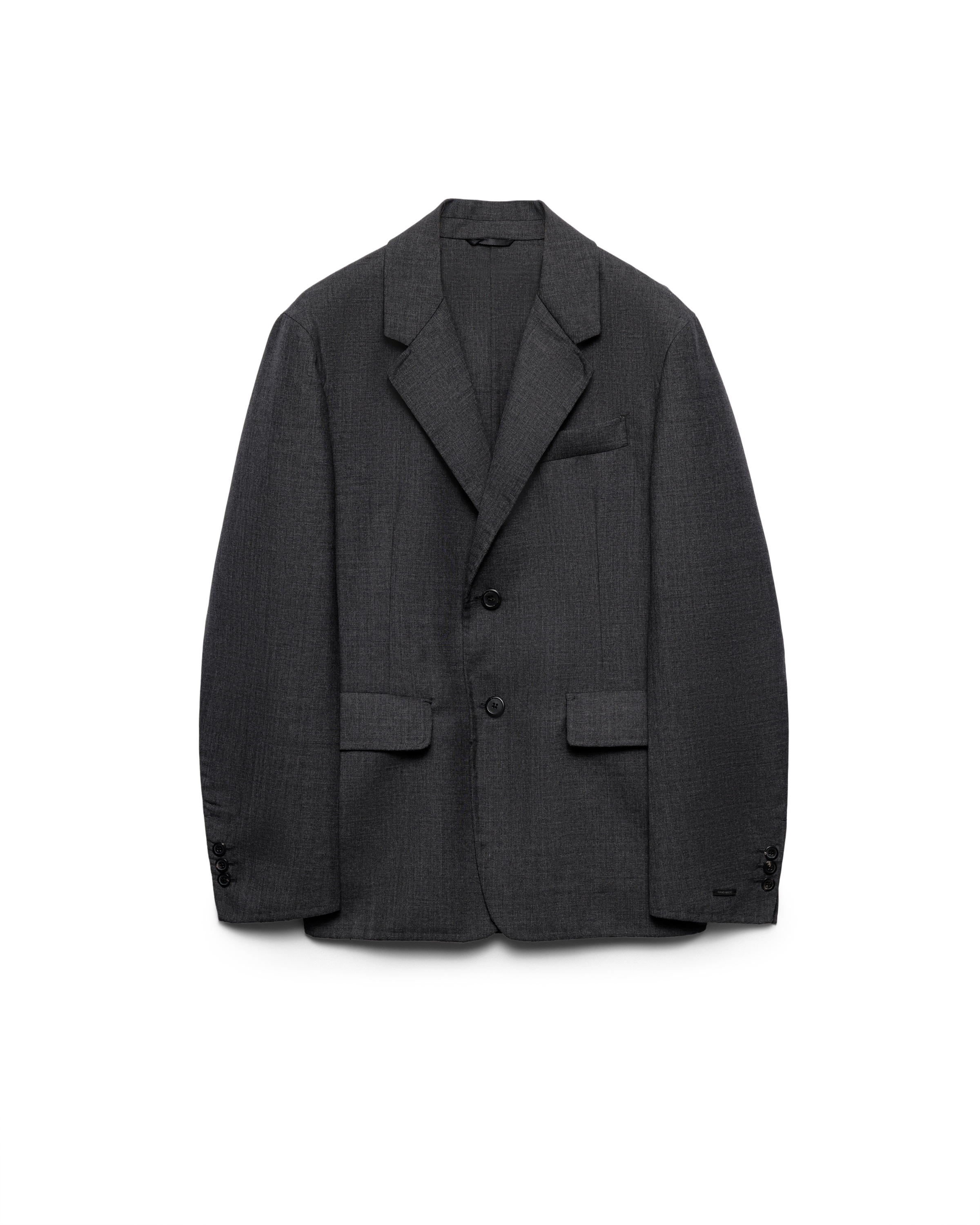 Prada Men's Single-breasted Wool Blend Jacket In Gray