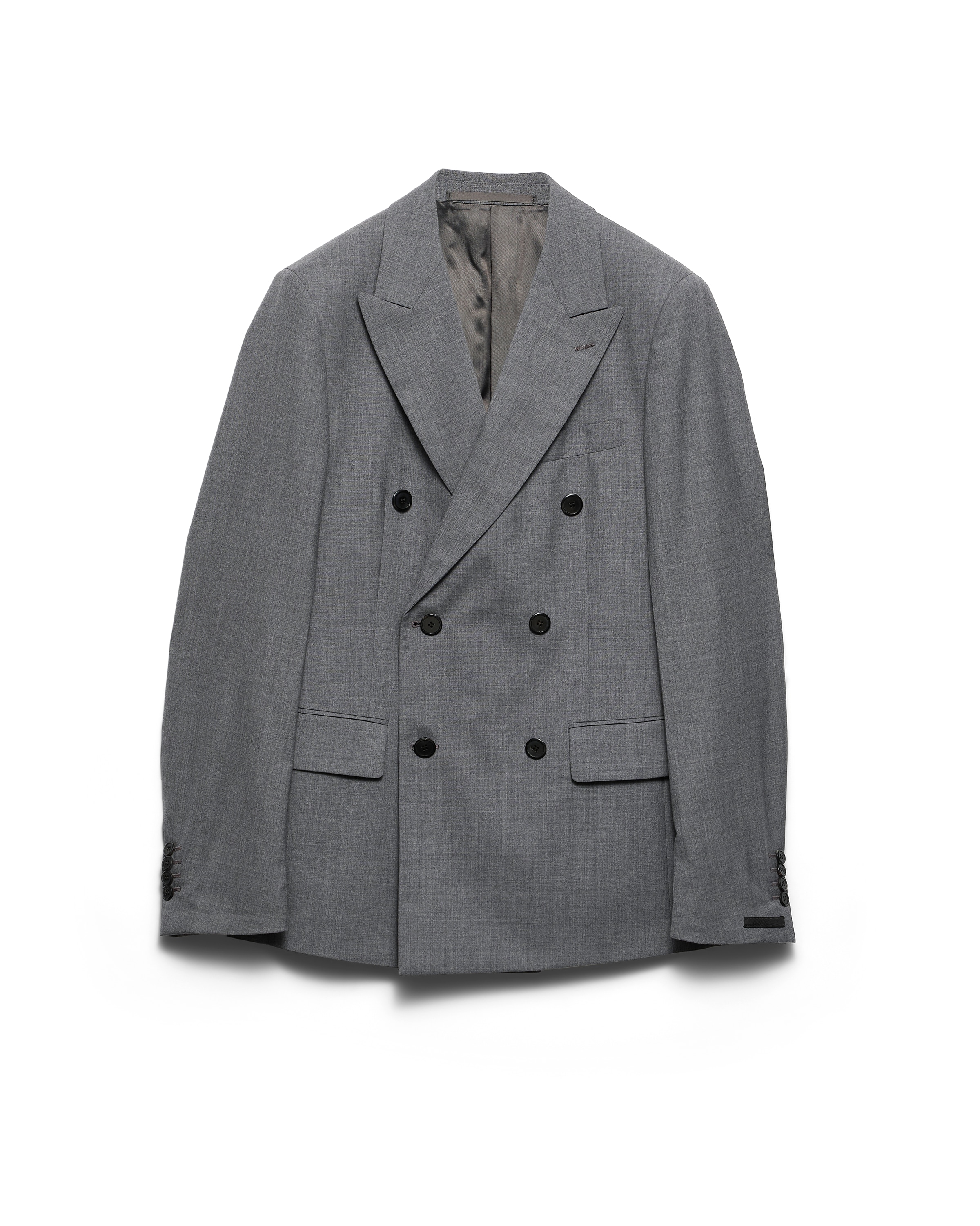 Prada Double-breasted Peak-lapels Blazer In Gray