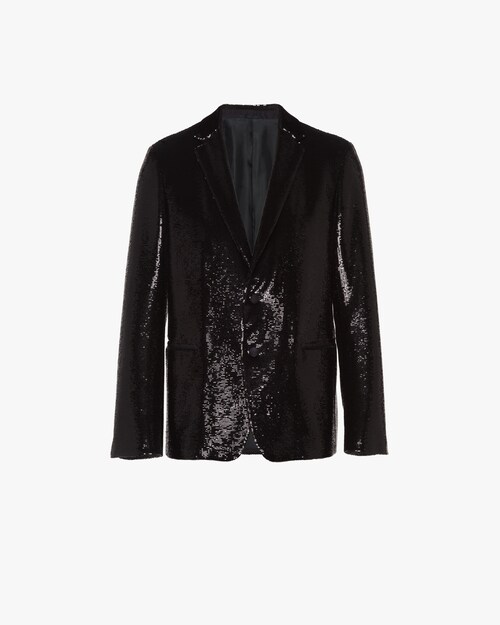 black sequin coat