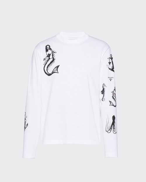 ホワイト プリントコットン Tシャツ | Prada ホワイト プリントコットン Tシャツ | Prada