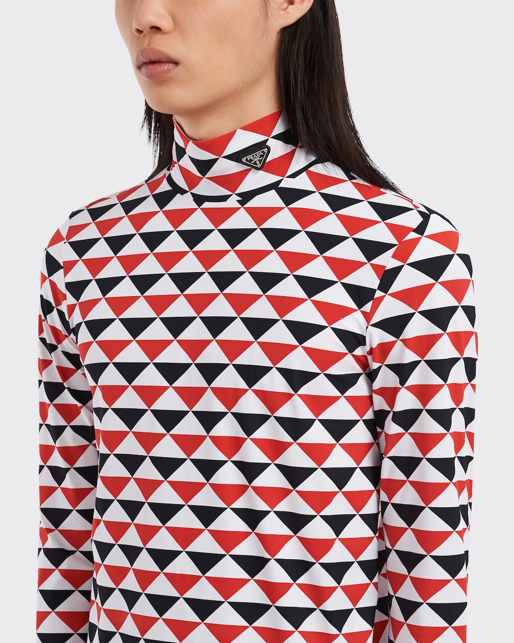 White Technical jersey turtleneck 