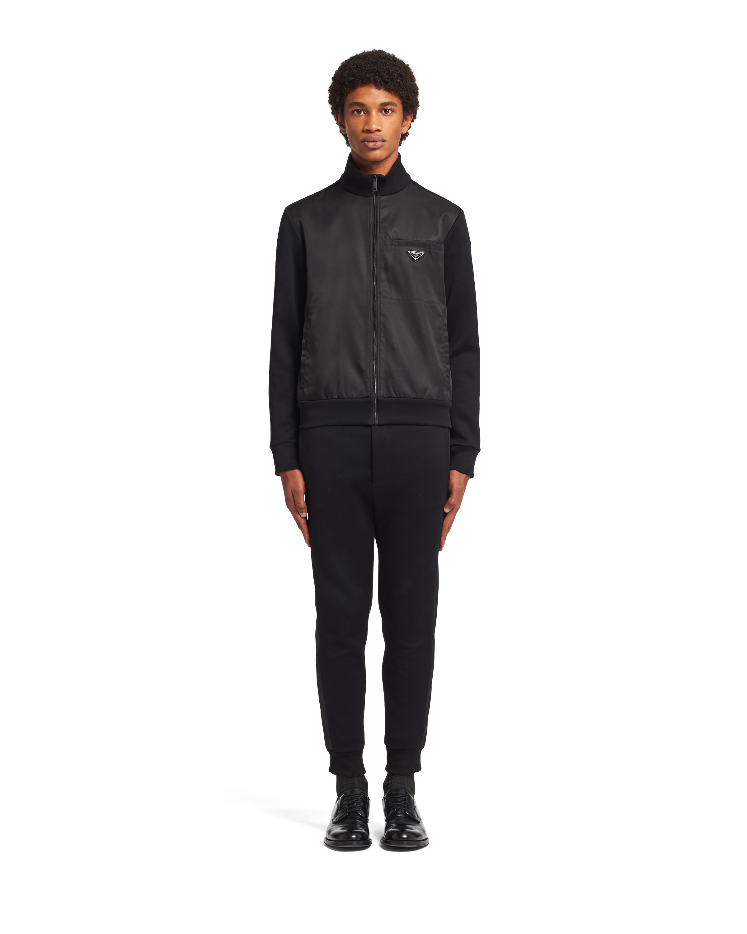 Schwarz schwarz Sweatshirtjacke Mit Details Aus Re nylon PRADA