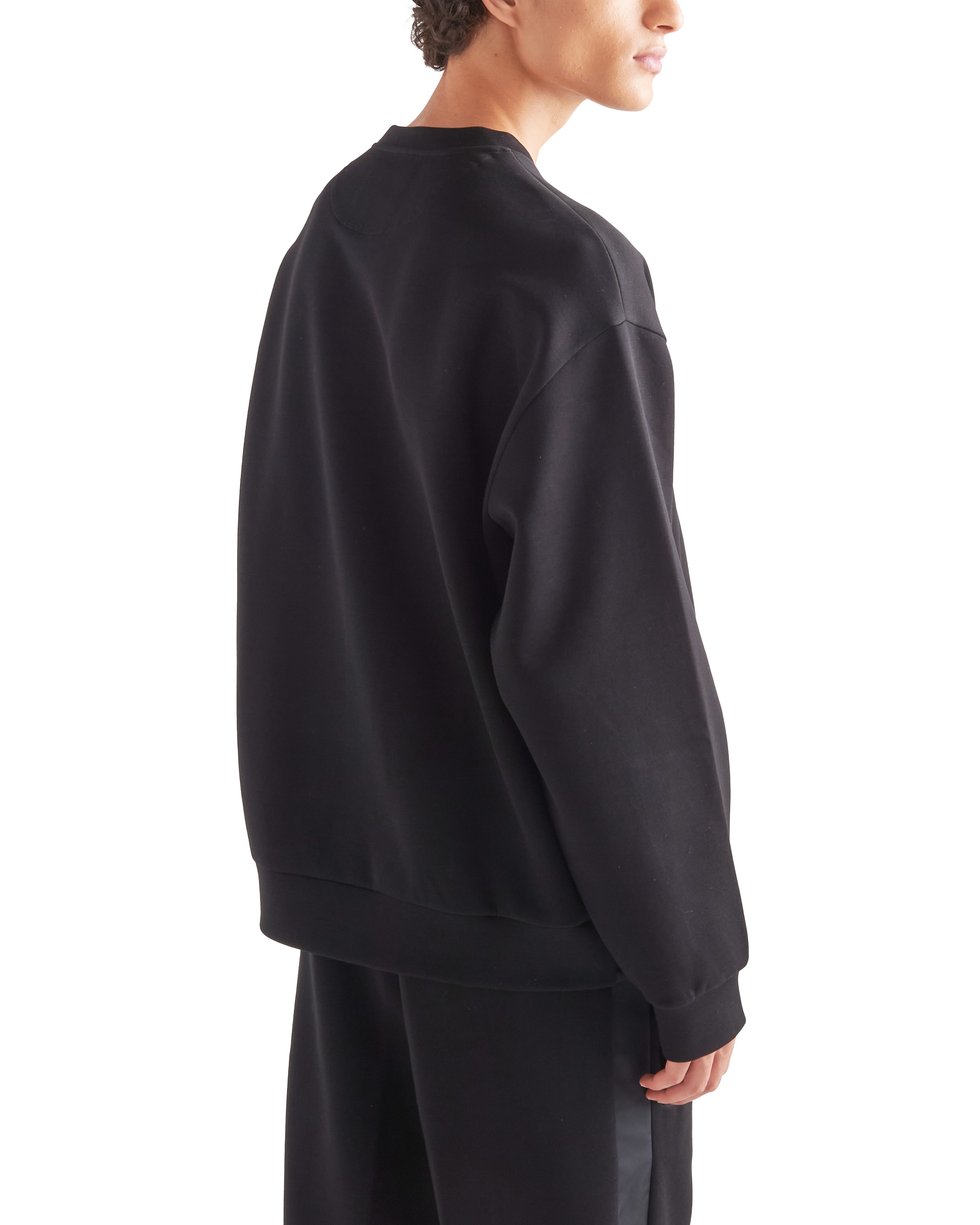 Prada Triangle-logo Crewneck Sweatshirt In Blue
