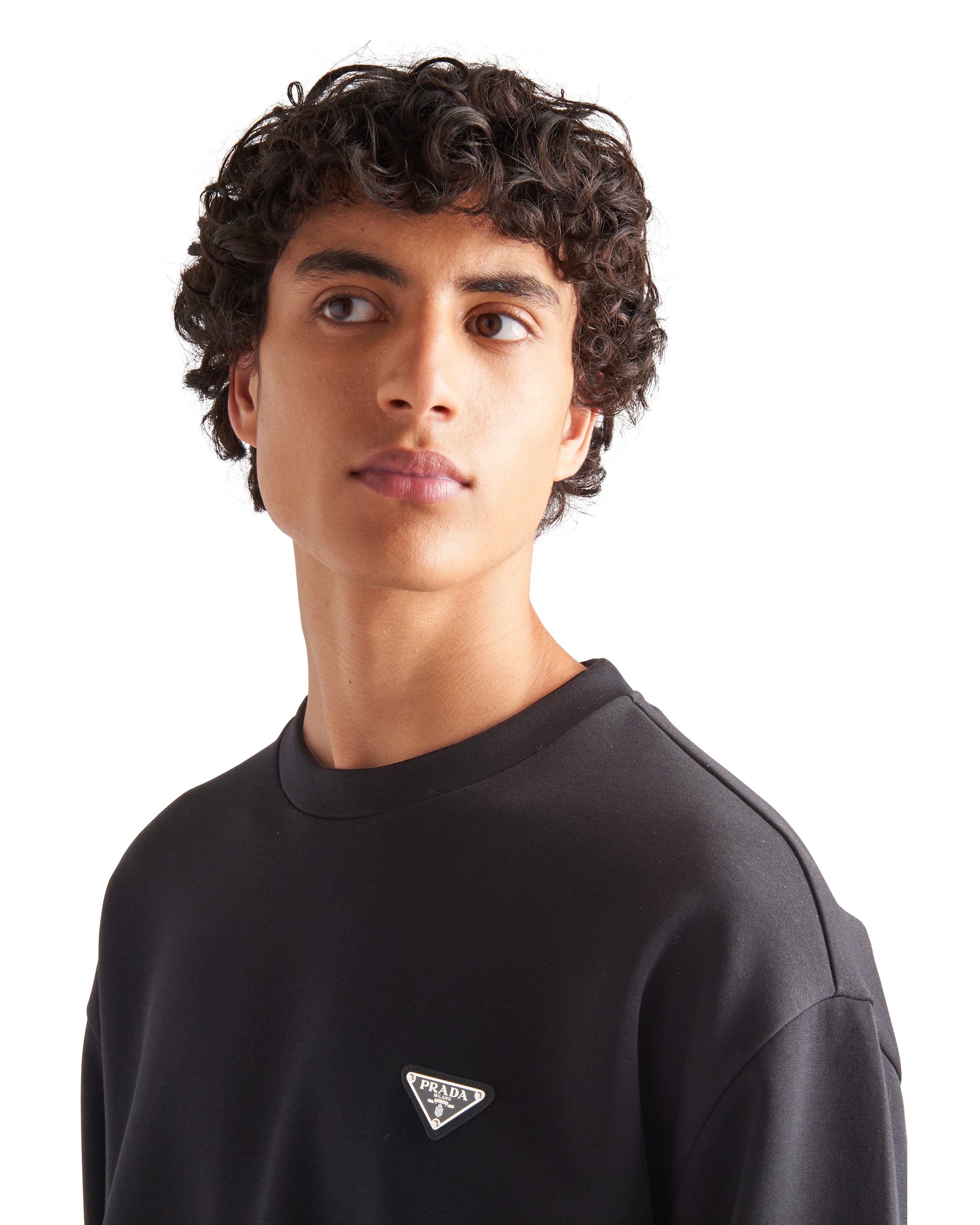 Prada Triangle-logo Crewneck Sweatshirt In Blue