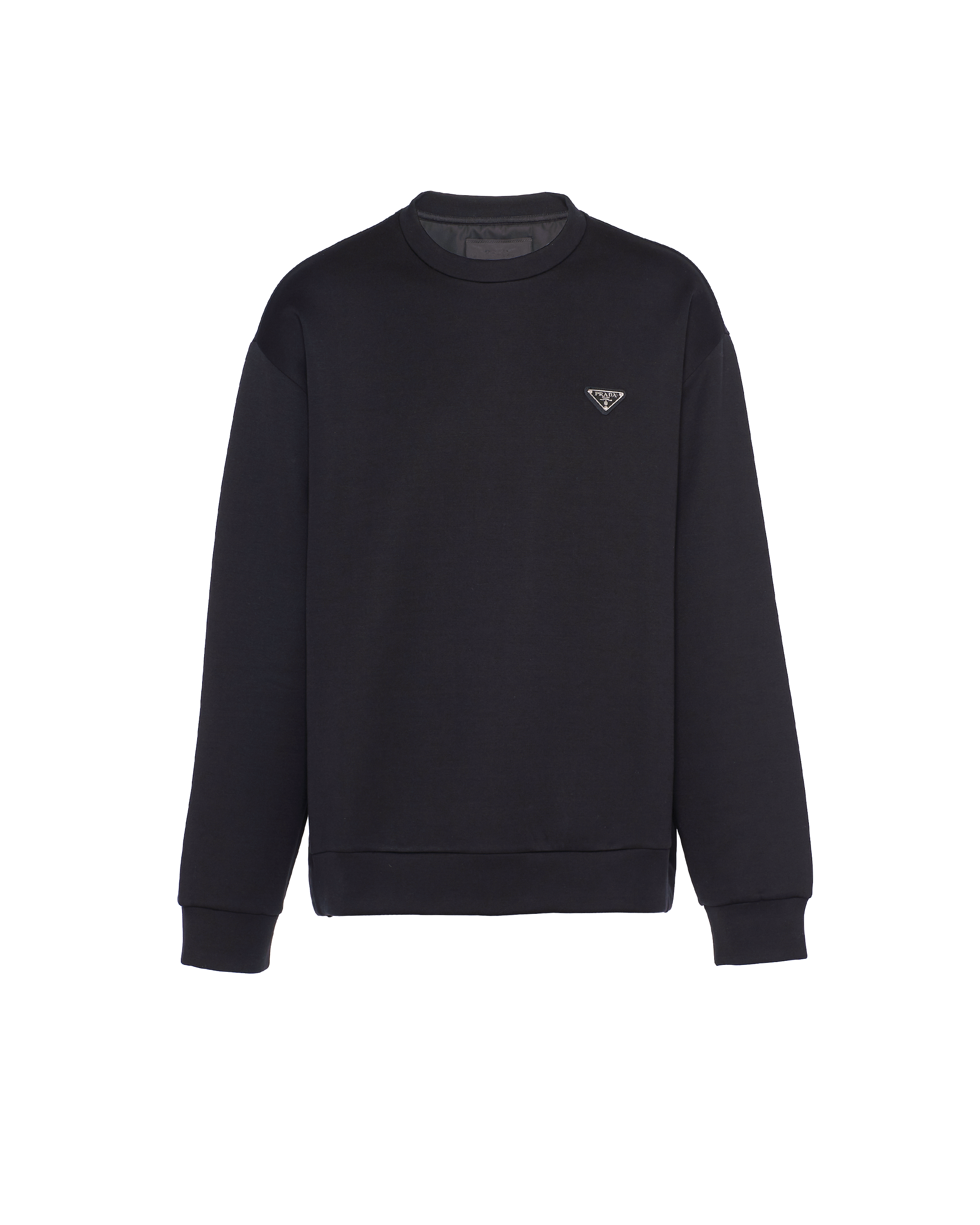 Shop Prada Technical Cotton Sweatshirt In Black/black