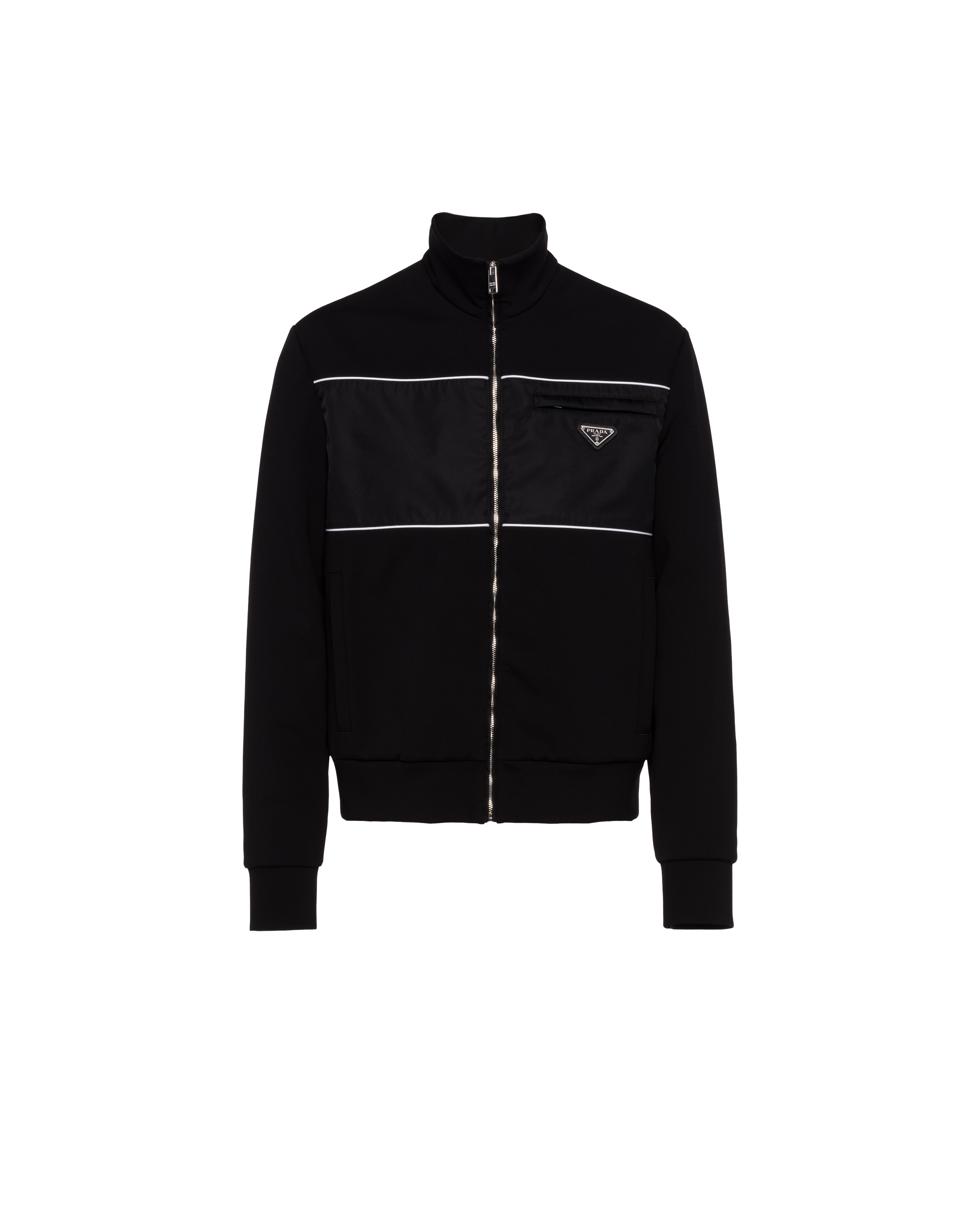 Prada Sweatshirt With Re-nylon Details In Black | ModeSens