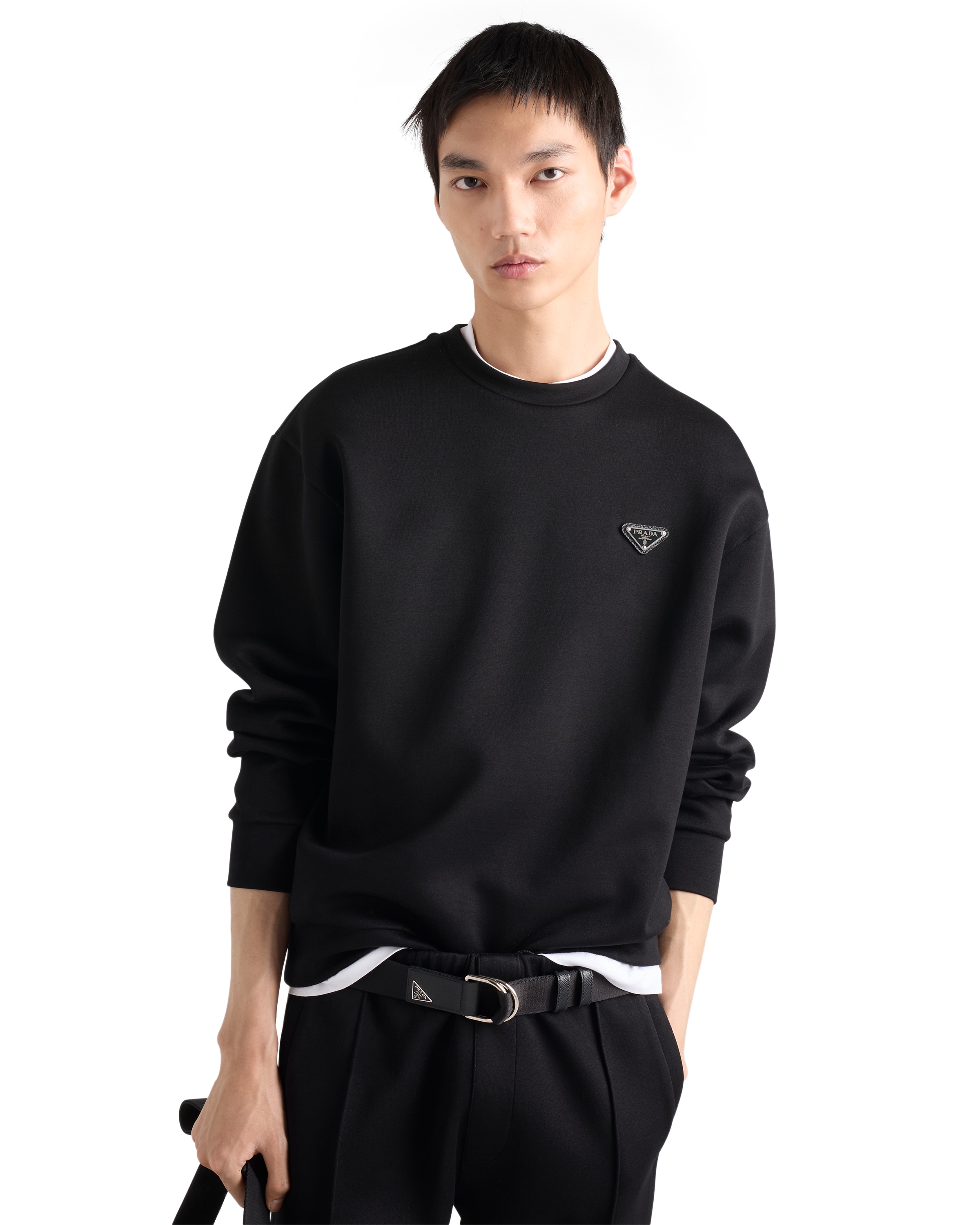 Prada Men's Technical Cotton Sweatshirt In Black