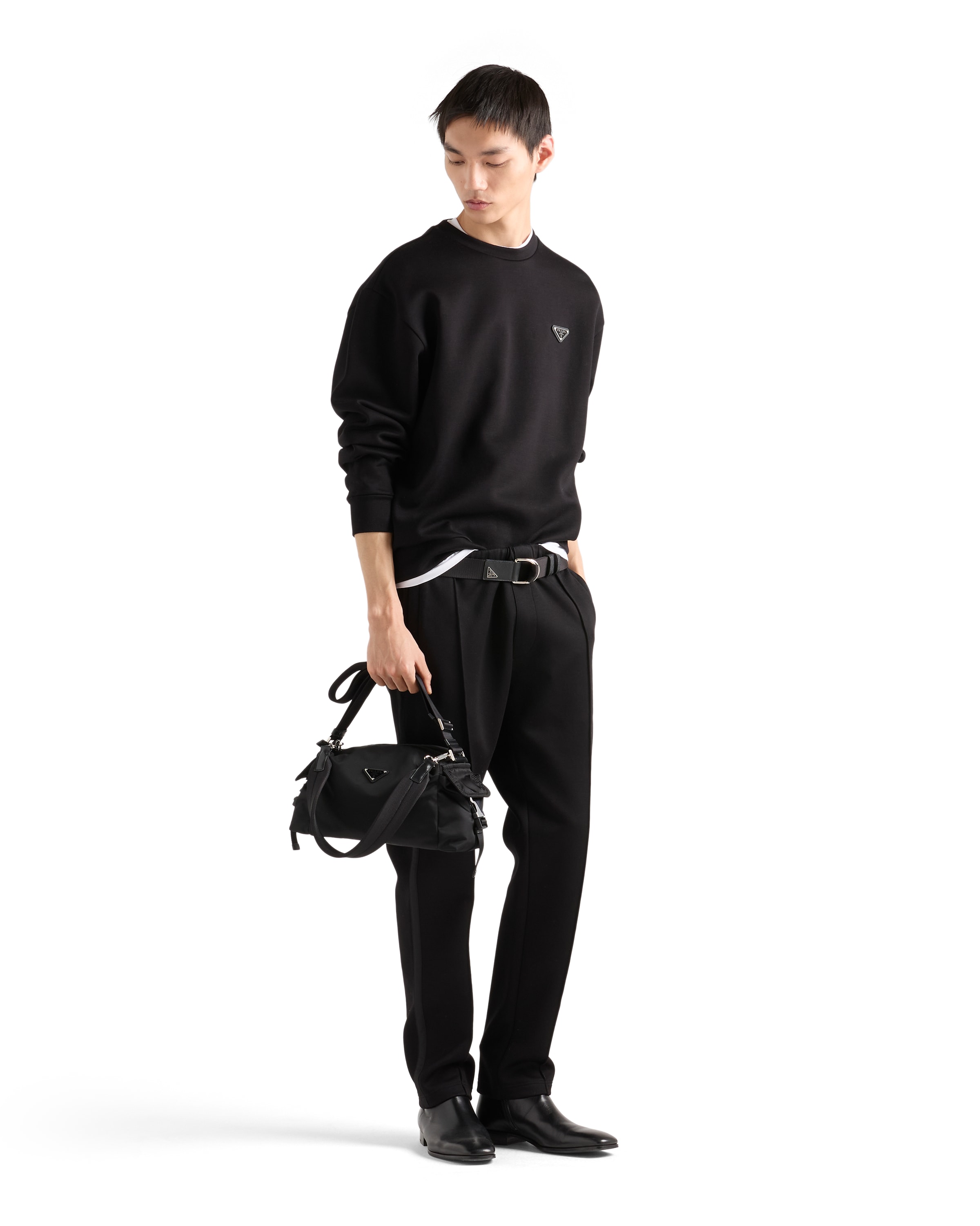 Prada Men's Technical Cotton Sweatshirt In Black