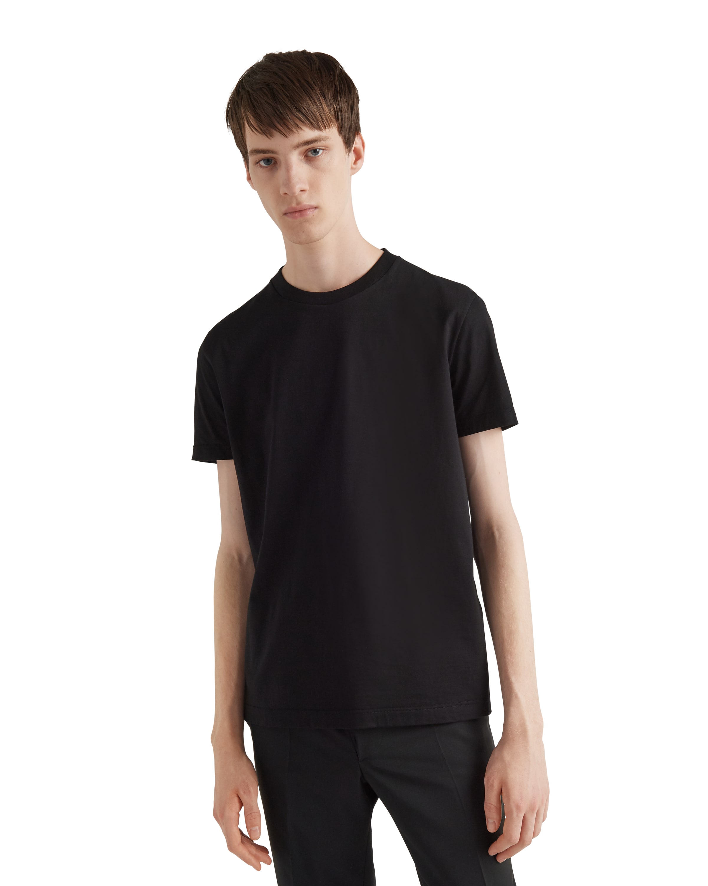 Prada Cotton Triangle T-shirt In Blue