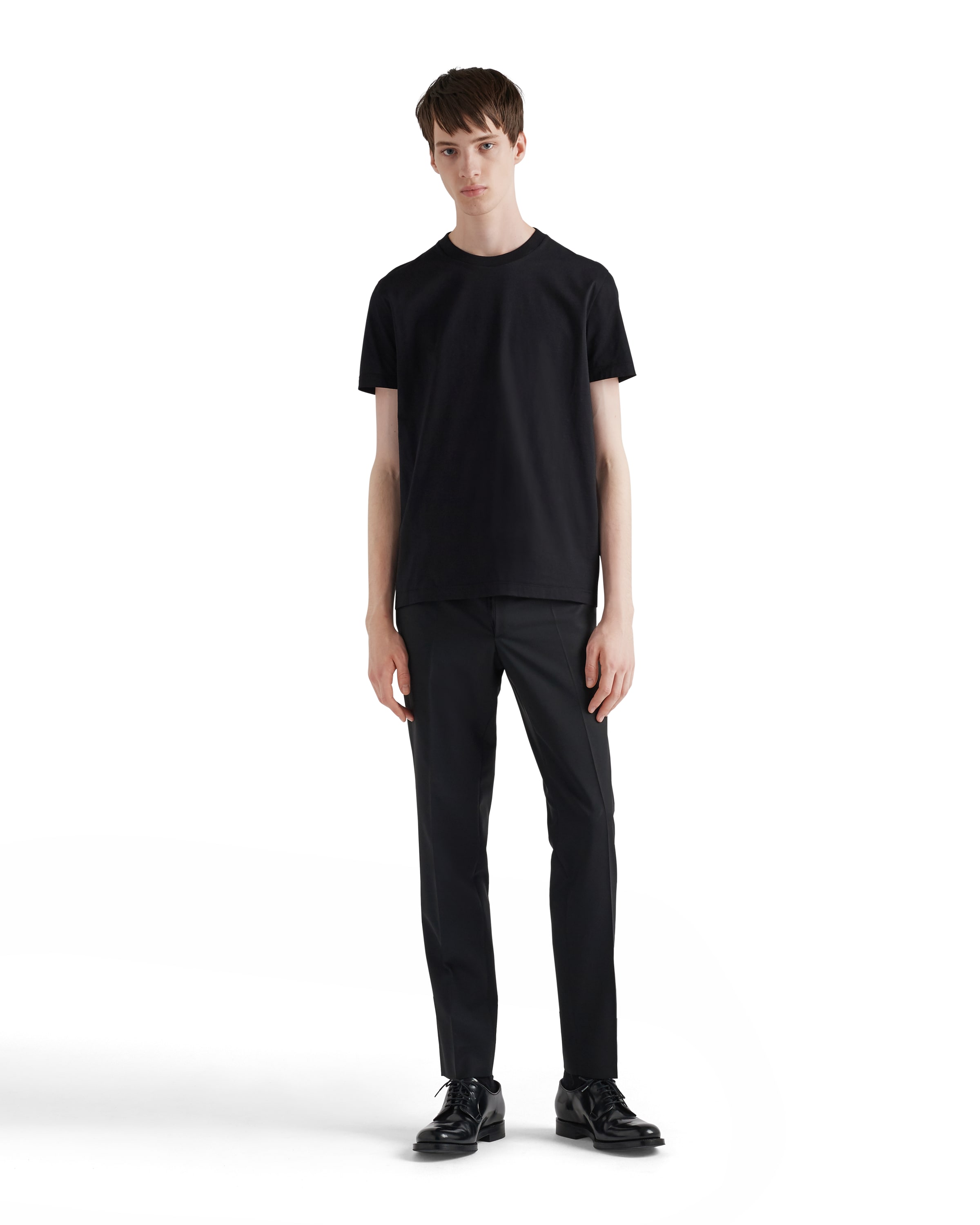 Prada Cotton Triangle T-shirt In Blue