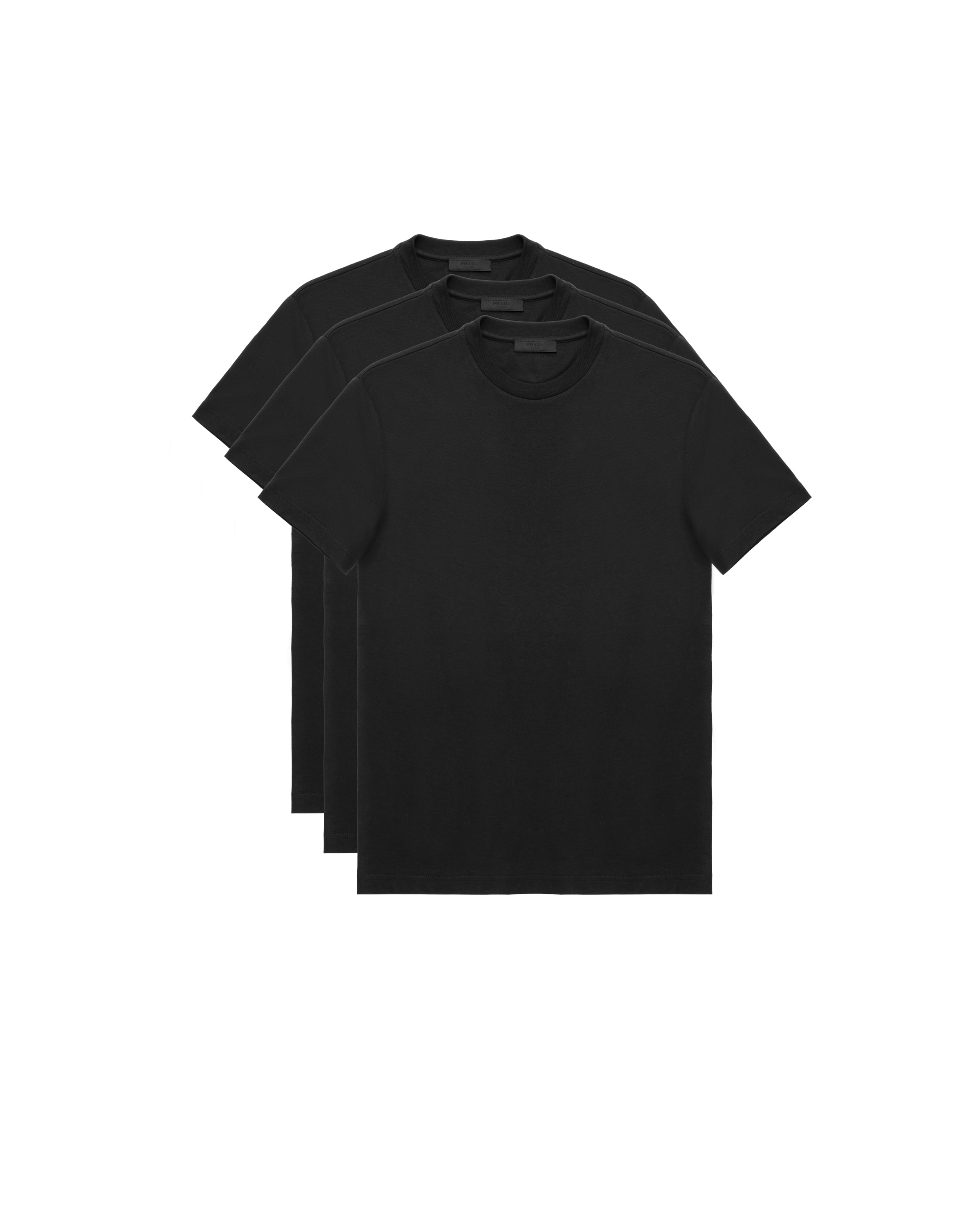 Black Three Pack Cotton Jersey TShirts Prada