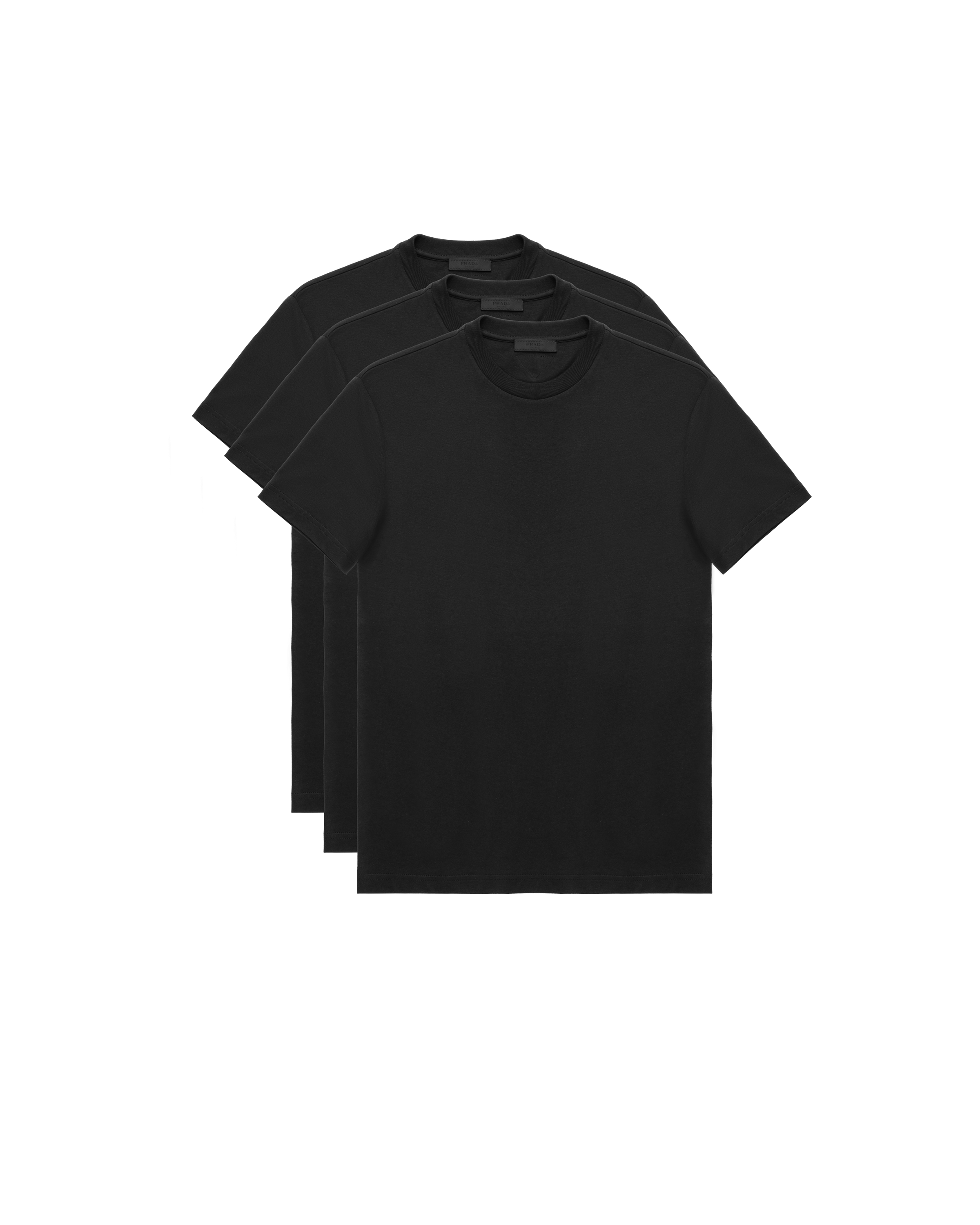 Prada Confezione Da 3 T-shirt In Jersey Di Cotone In Black