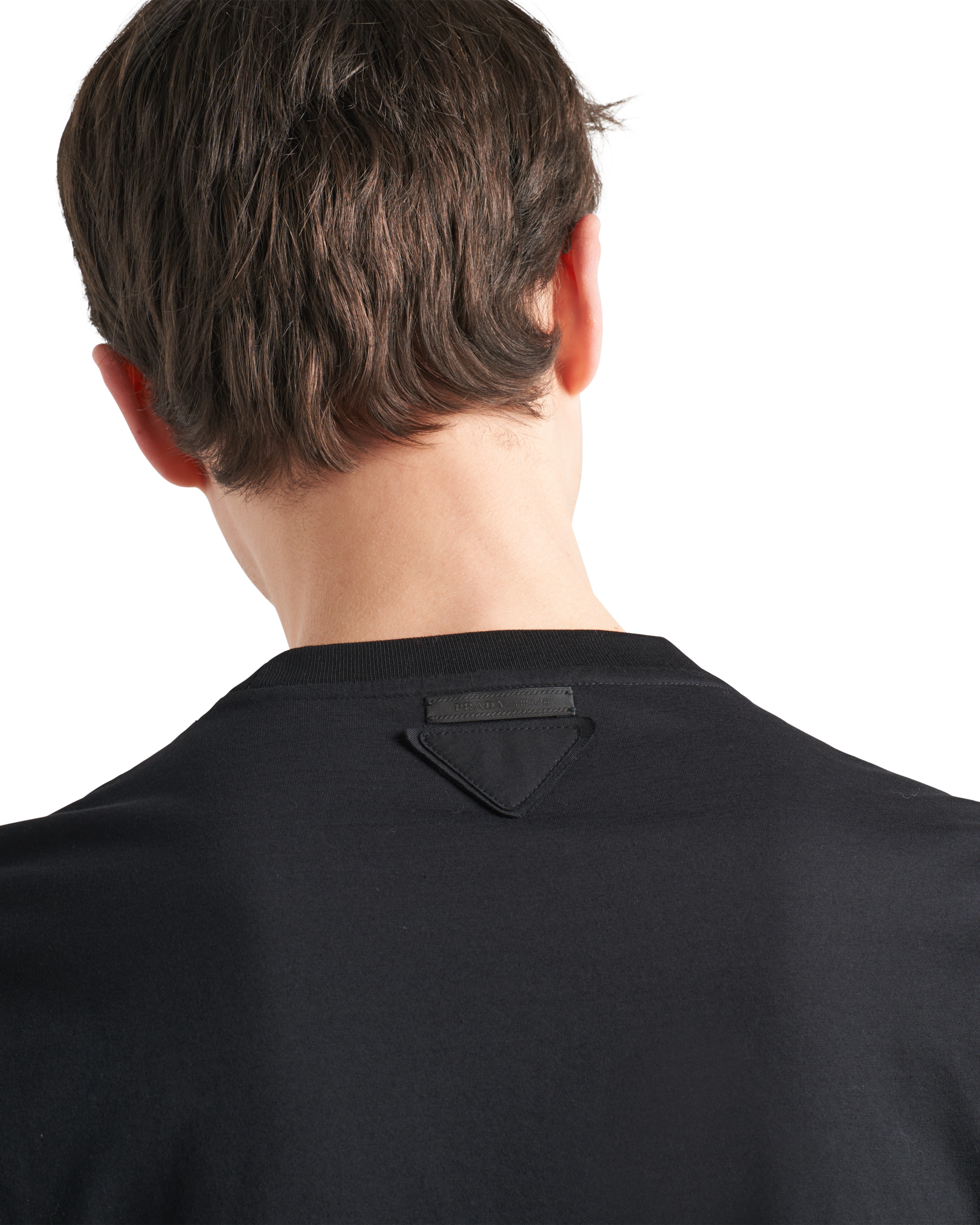 Prada Stretch Cotton T-shirt In Schwarz