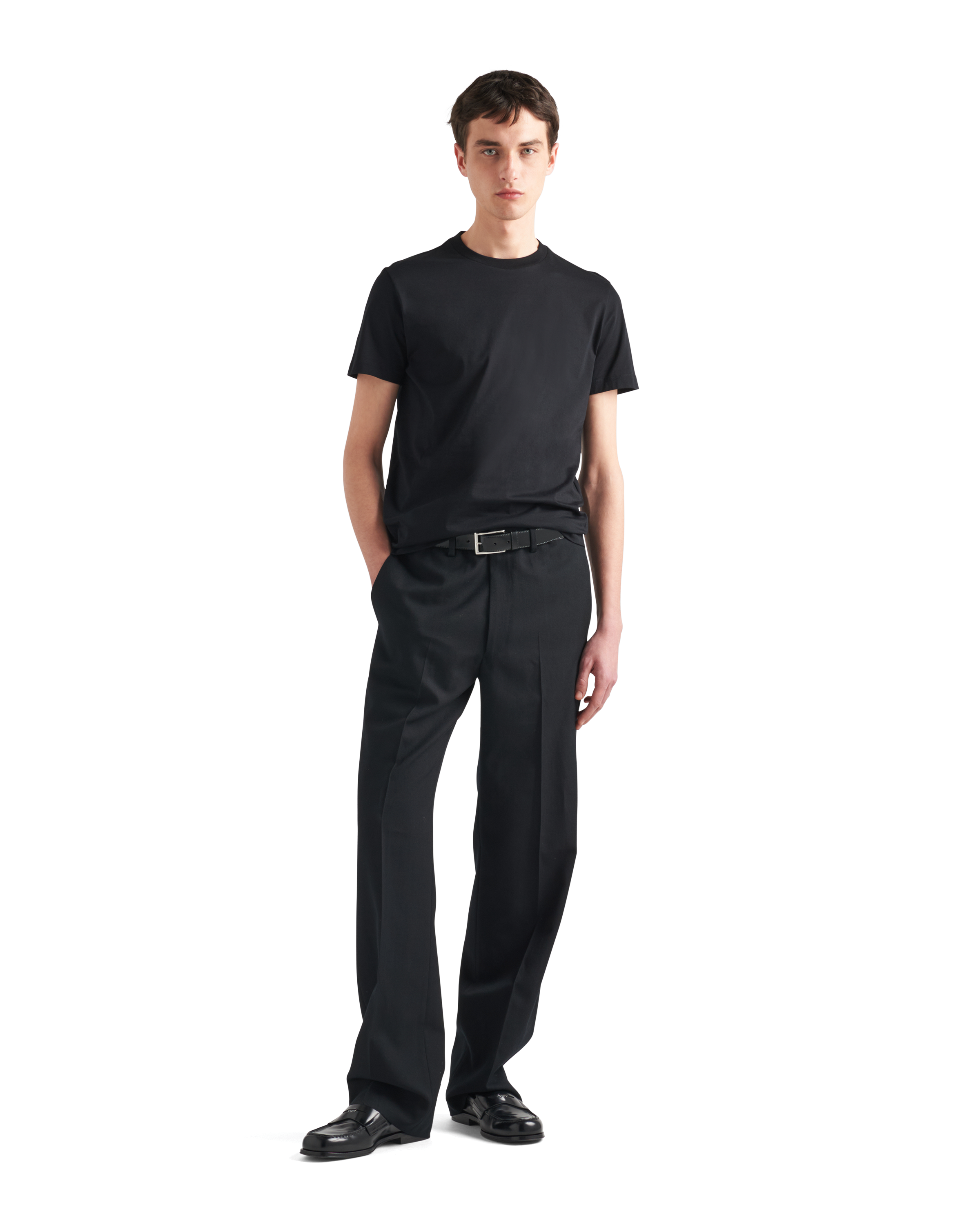 Prada Stretch Cotton T-shirt In Schwarz