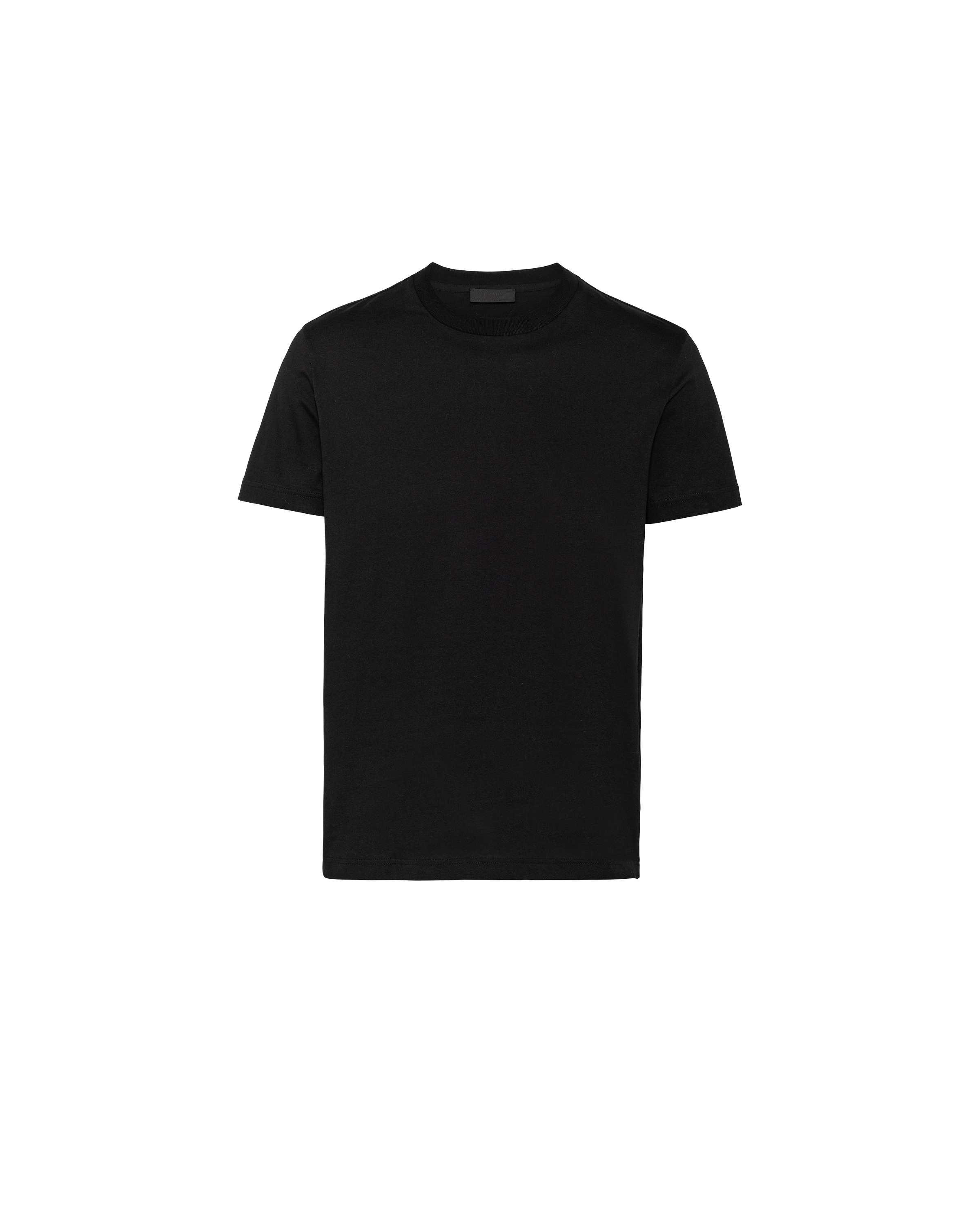 Prada Cotton Triangle T-shirt In Schwarz