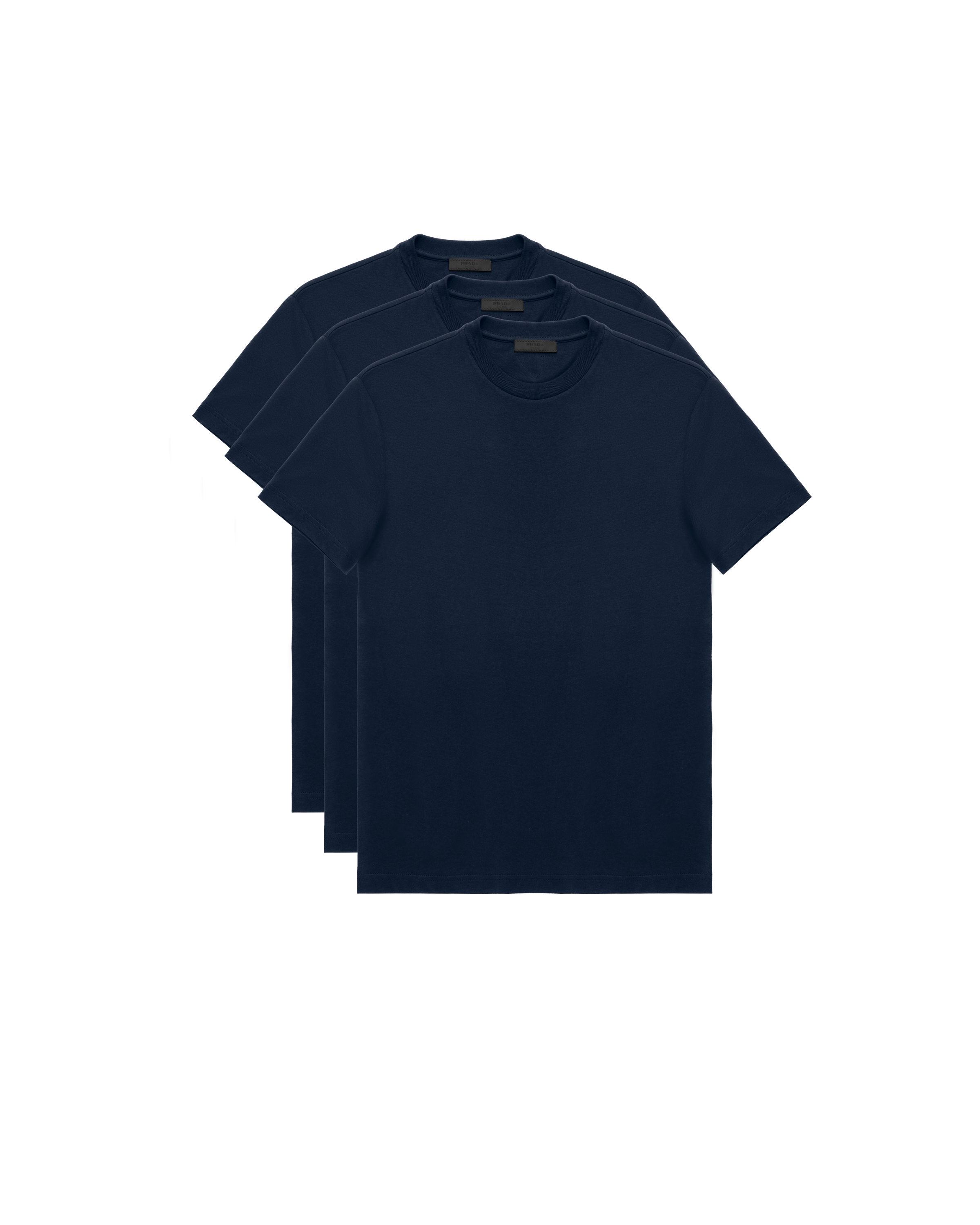 Shop Prada Three Pack Cotton Jersey T-shirts In Navy