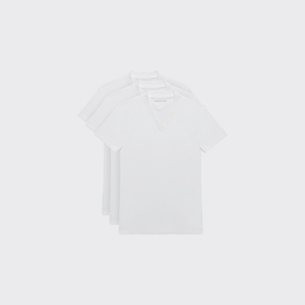 Prada Three Pack Cotton Jersey T-Shirts 1