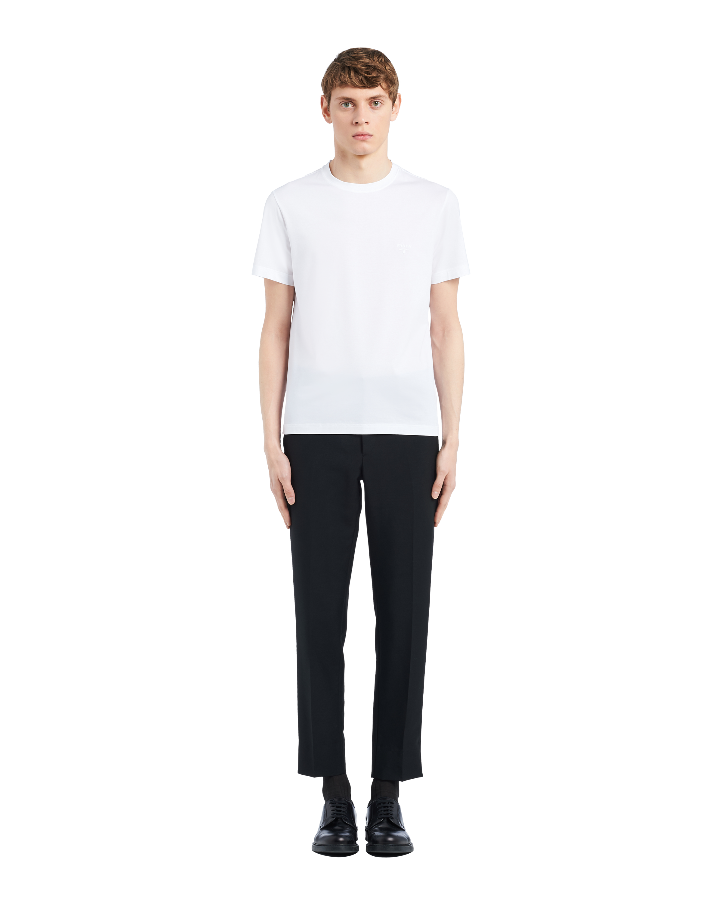 ホワイト ストレッチコットン Tシャツ | PRADA