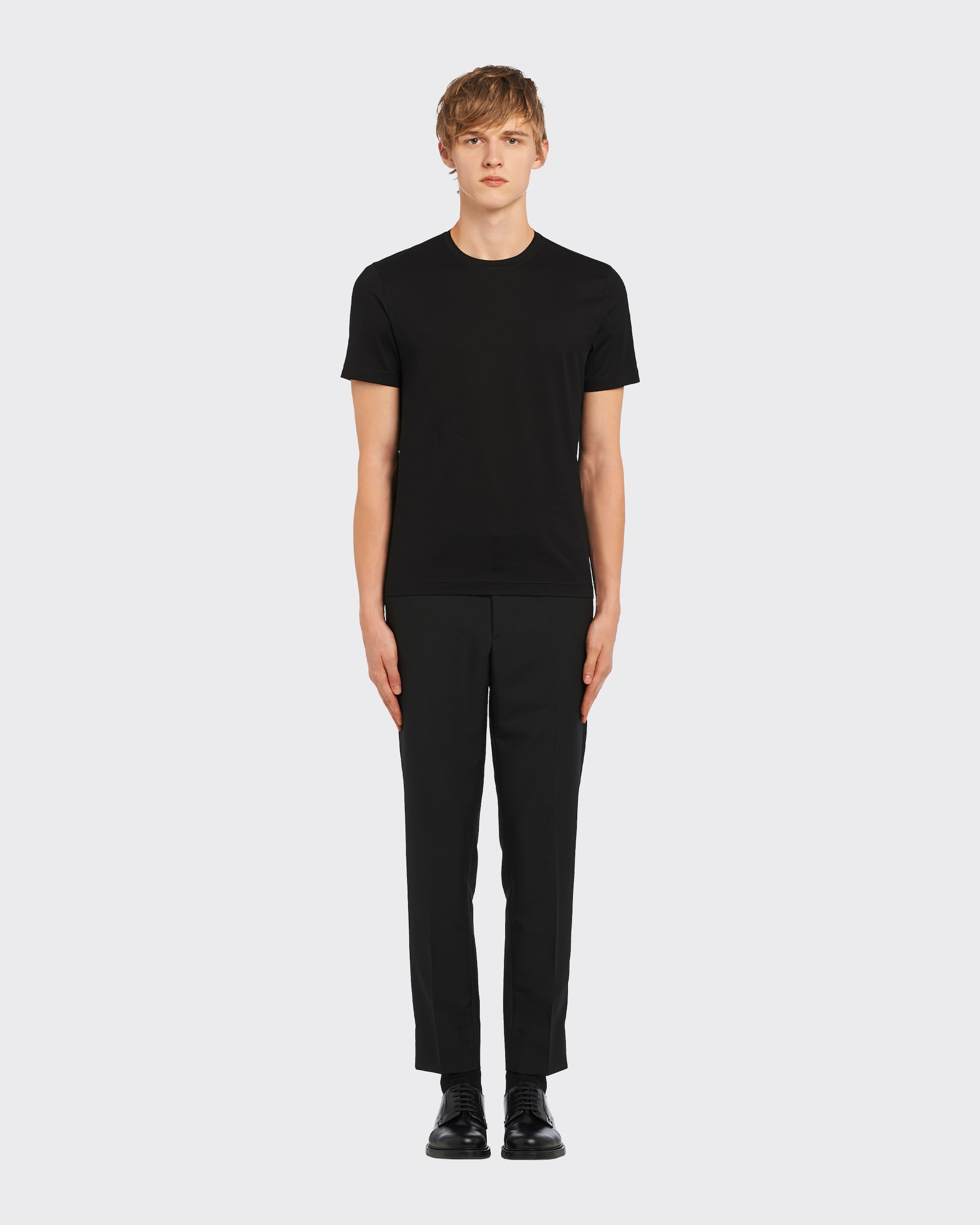 Prada Striped Short-sleeved T-shirt Red mix Black Cotton
