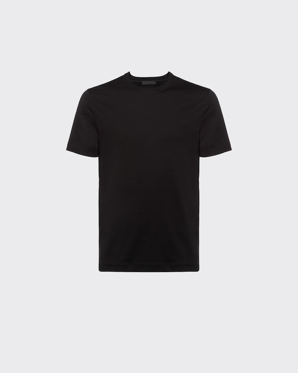 【AW25】PRADA コットンTシャツ ブラック ストレッチコットン Tシャツ | PRADA