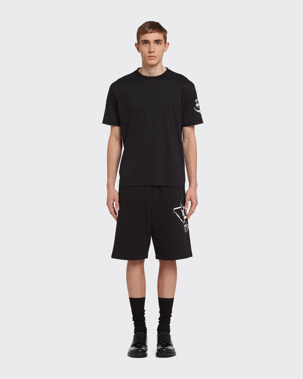 Black Printed cotton T-shirt | Prada