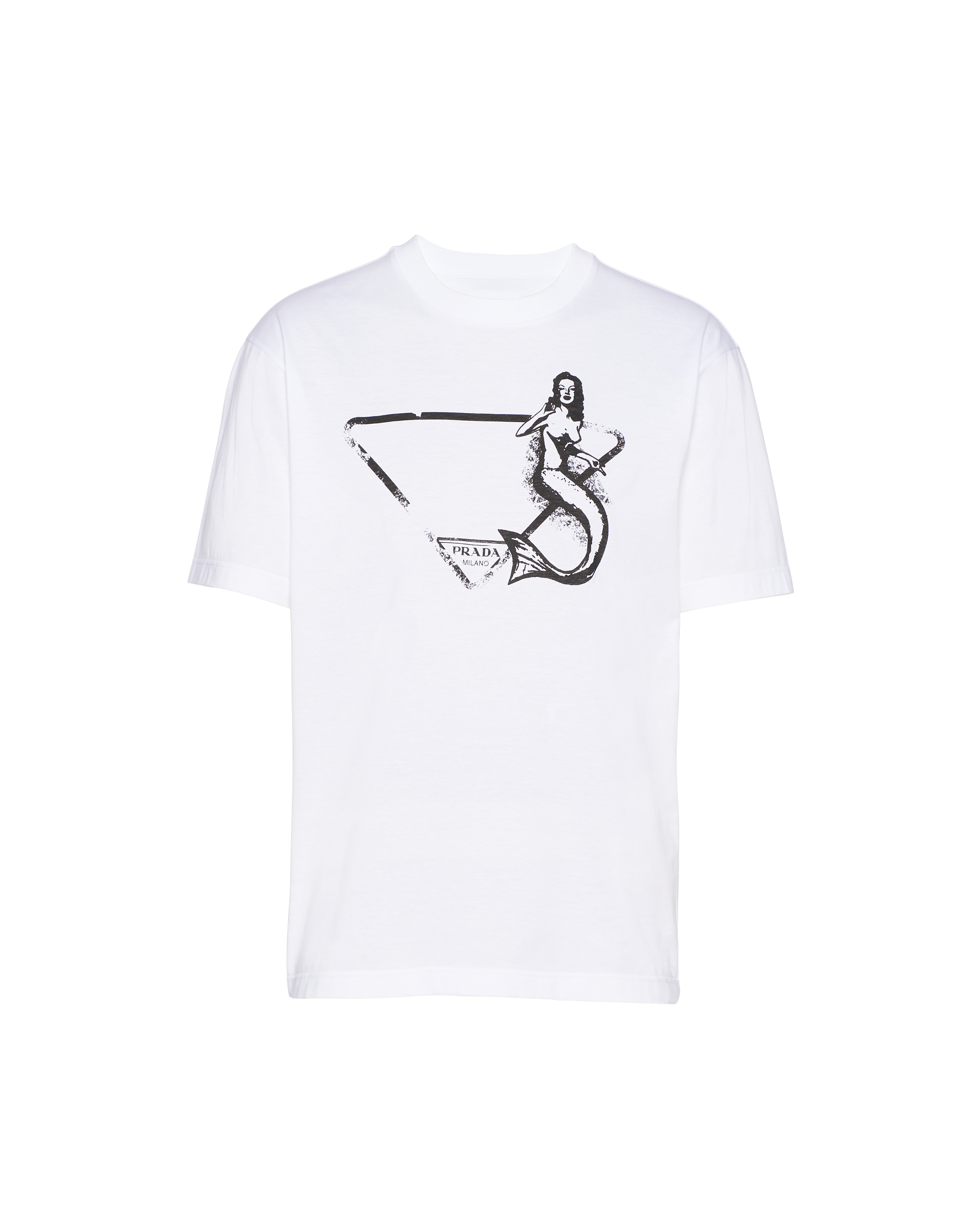 White Printed cotton T-shirt | Prada White Printed cotton T-shirt | Prada