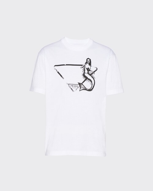 ホワイト プリントコットン Tシャツ | Prada ホワイト プリントコットン Tシャツ | Prada