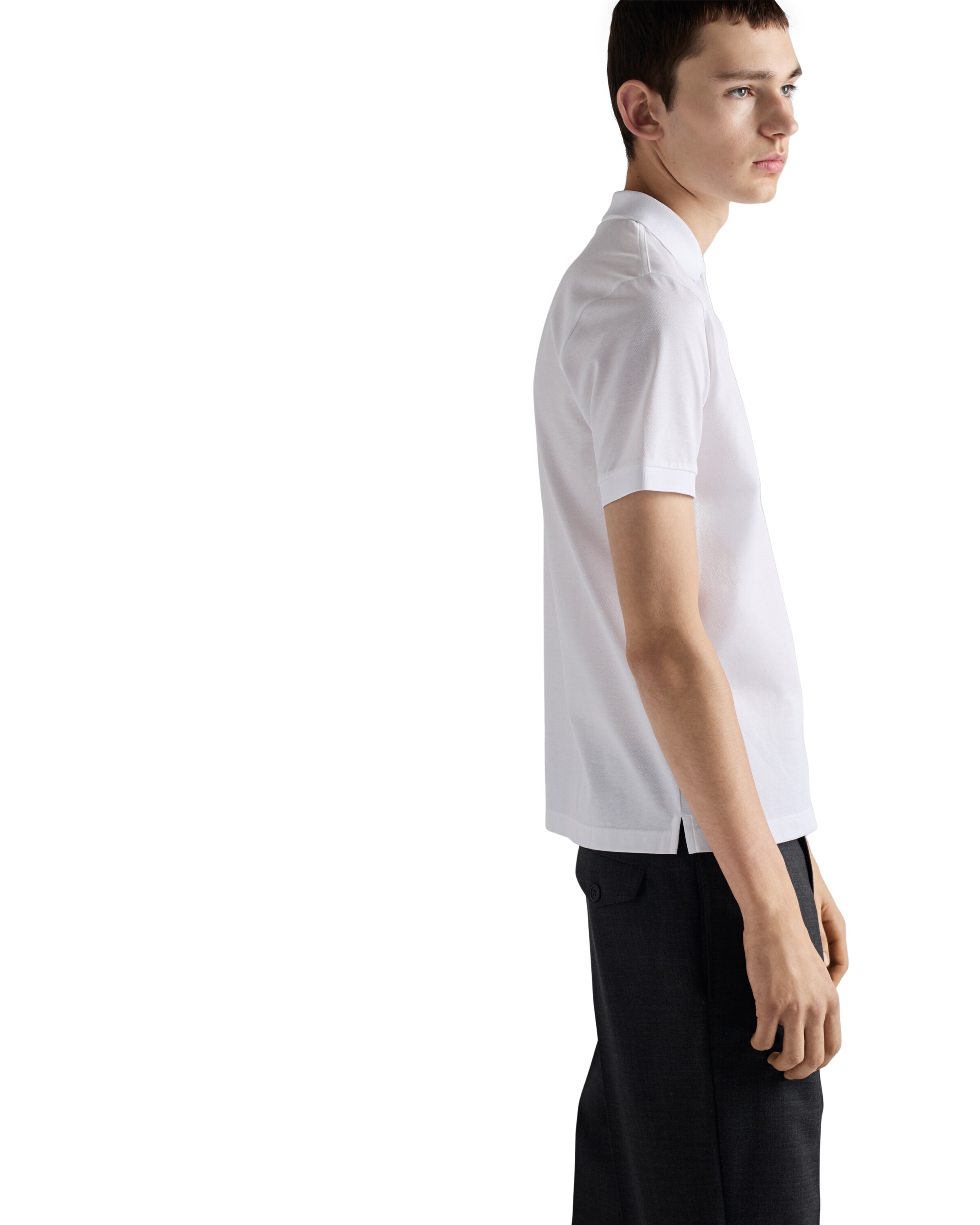 Prada Triangle Logo Polo T-shirt In White