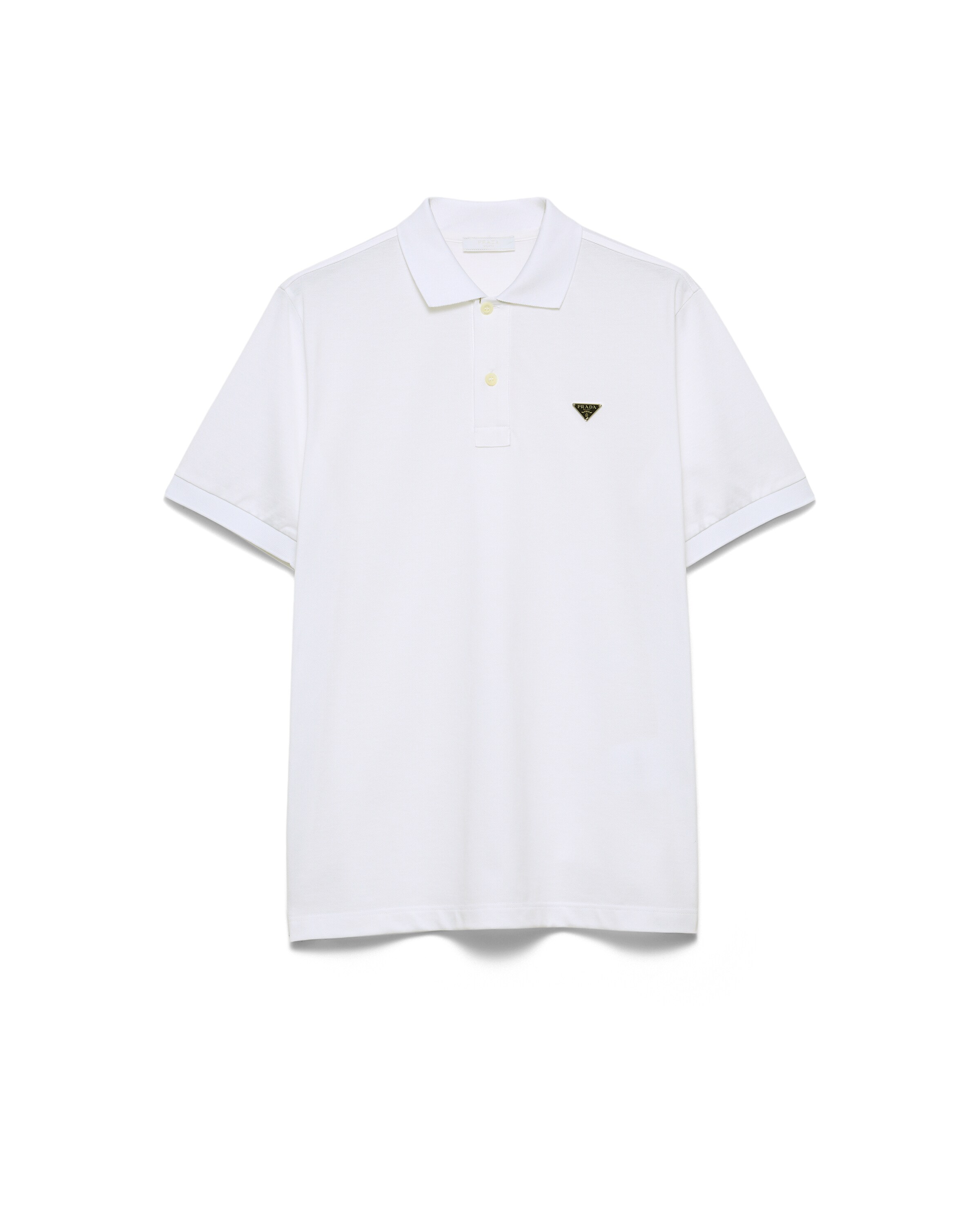 Prada Triangle Logo Polo T-shirt In White
