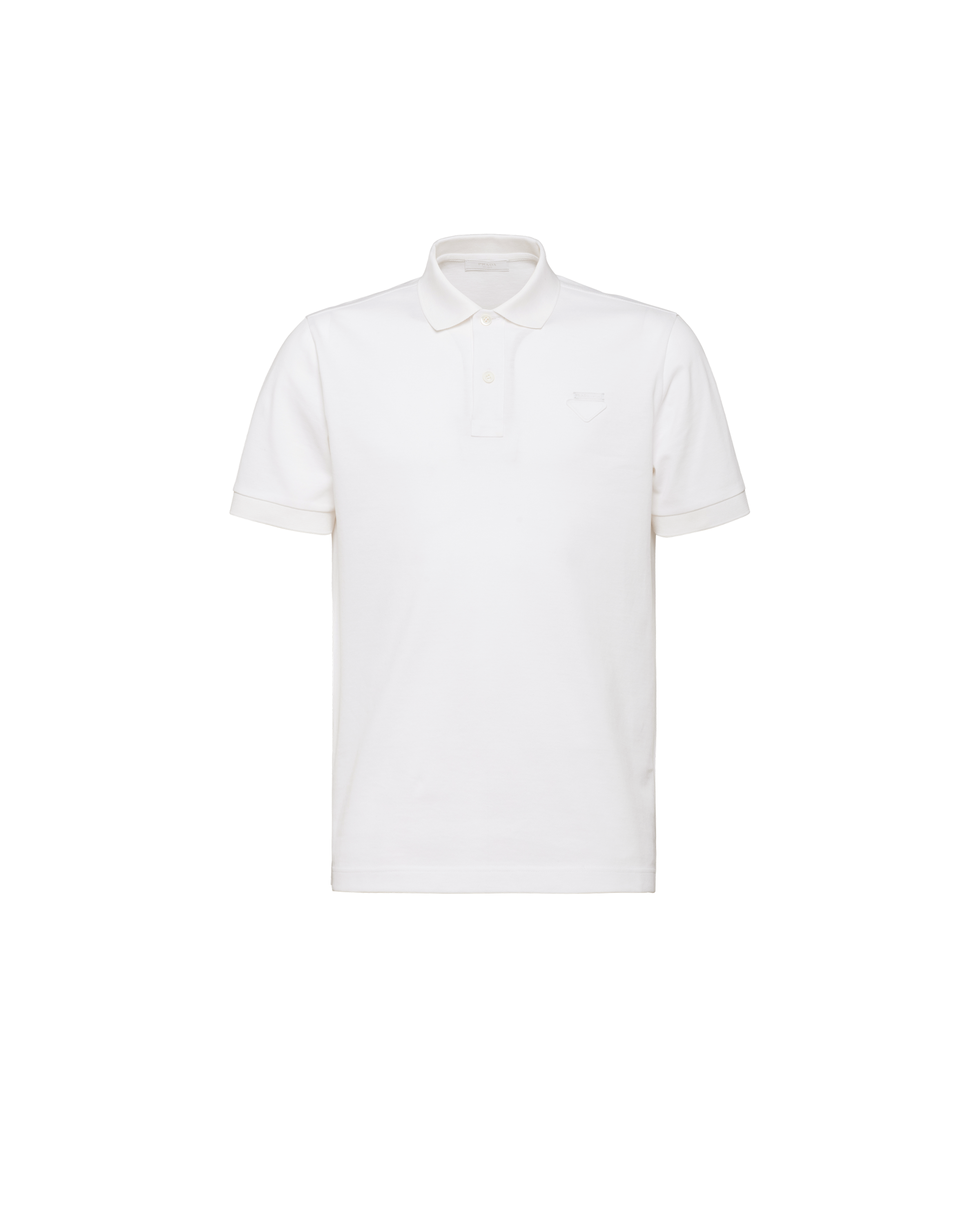 Prada Triangle-logo Cotton Polo Shirt In White