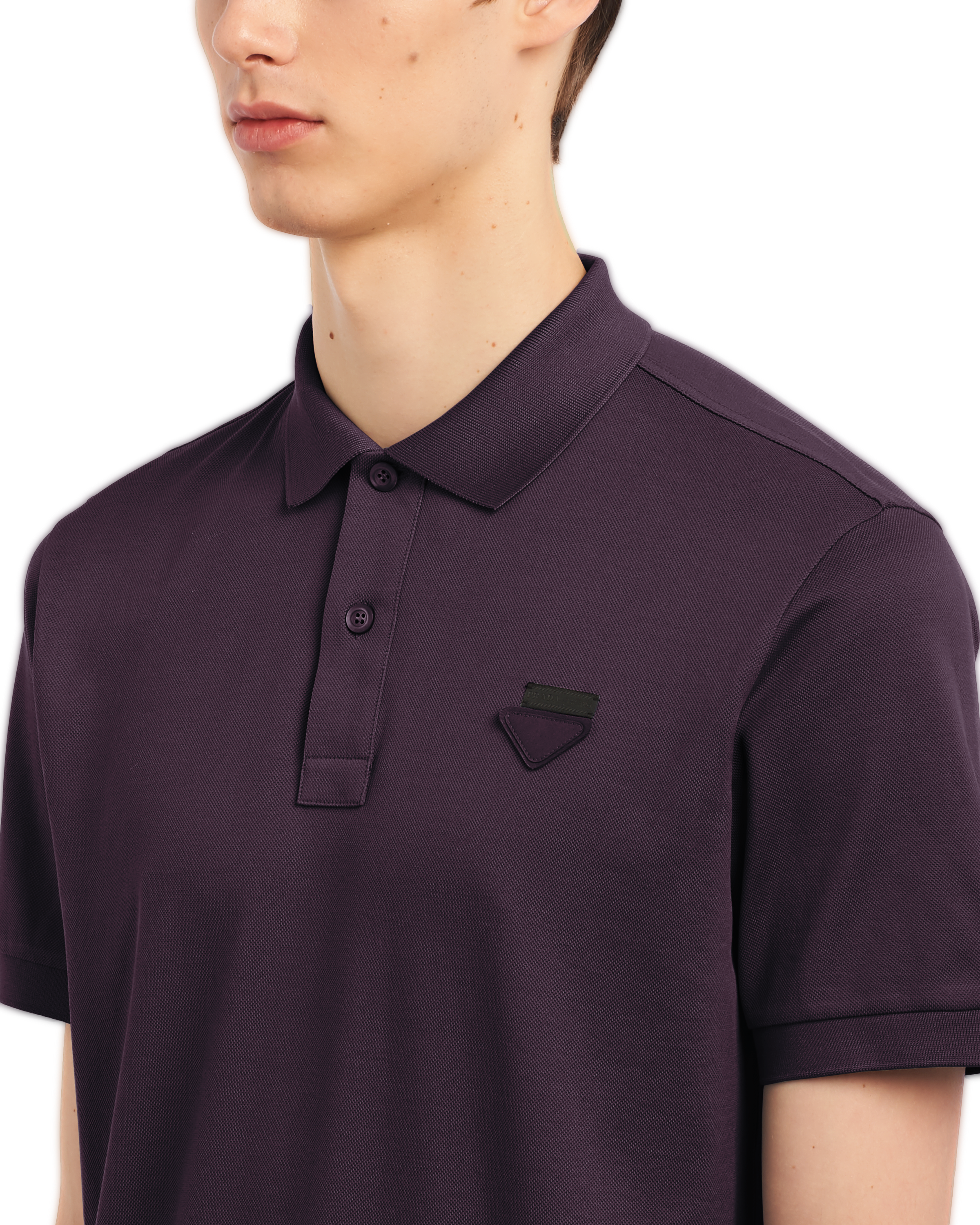 Plum Piqué polo shirt | Prada
