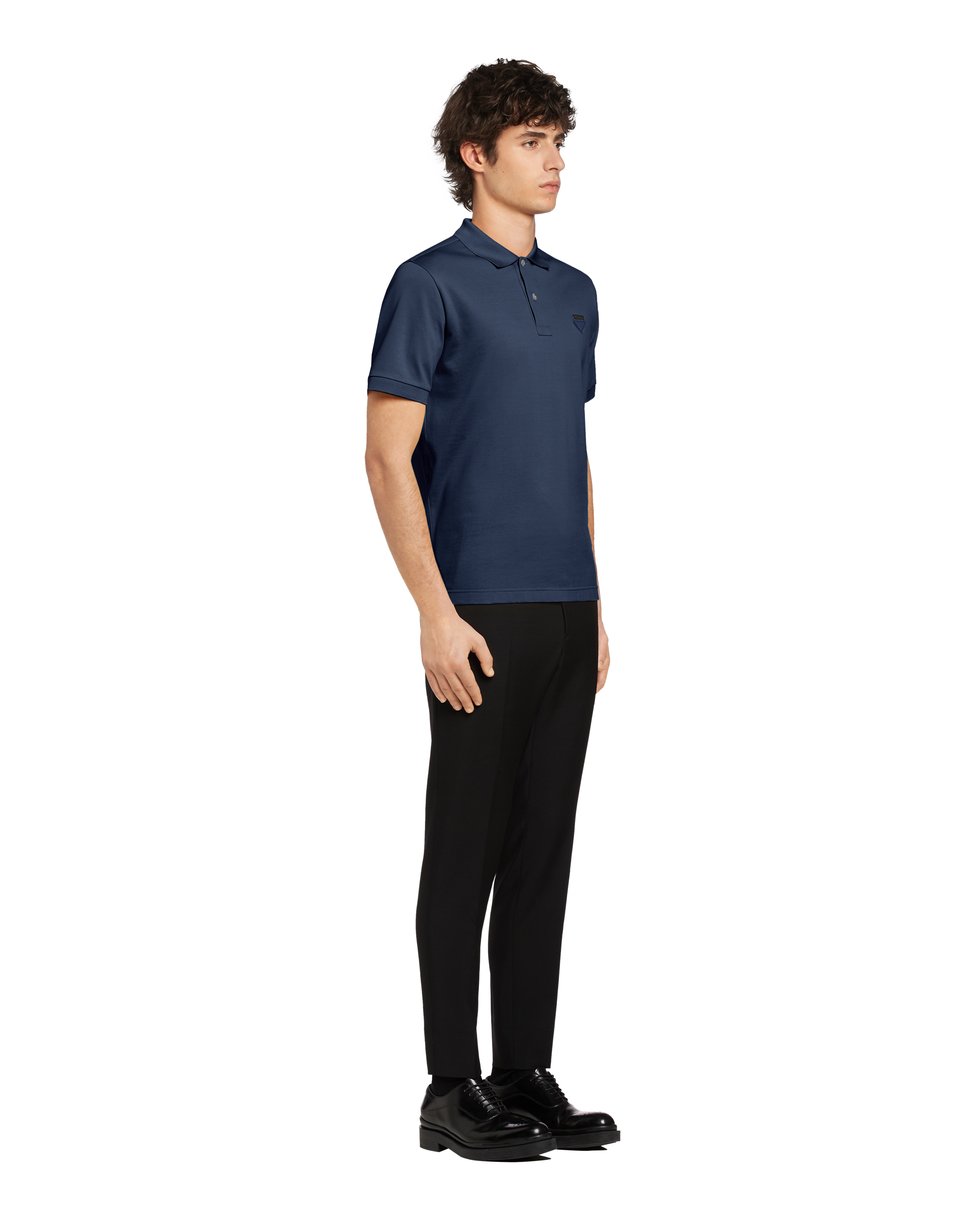 Navy Piqué Polo Shirt | PRADA