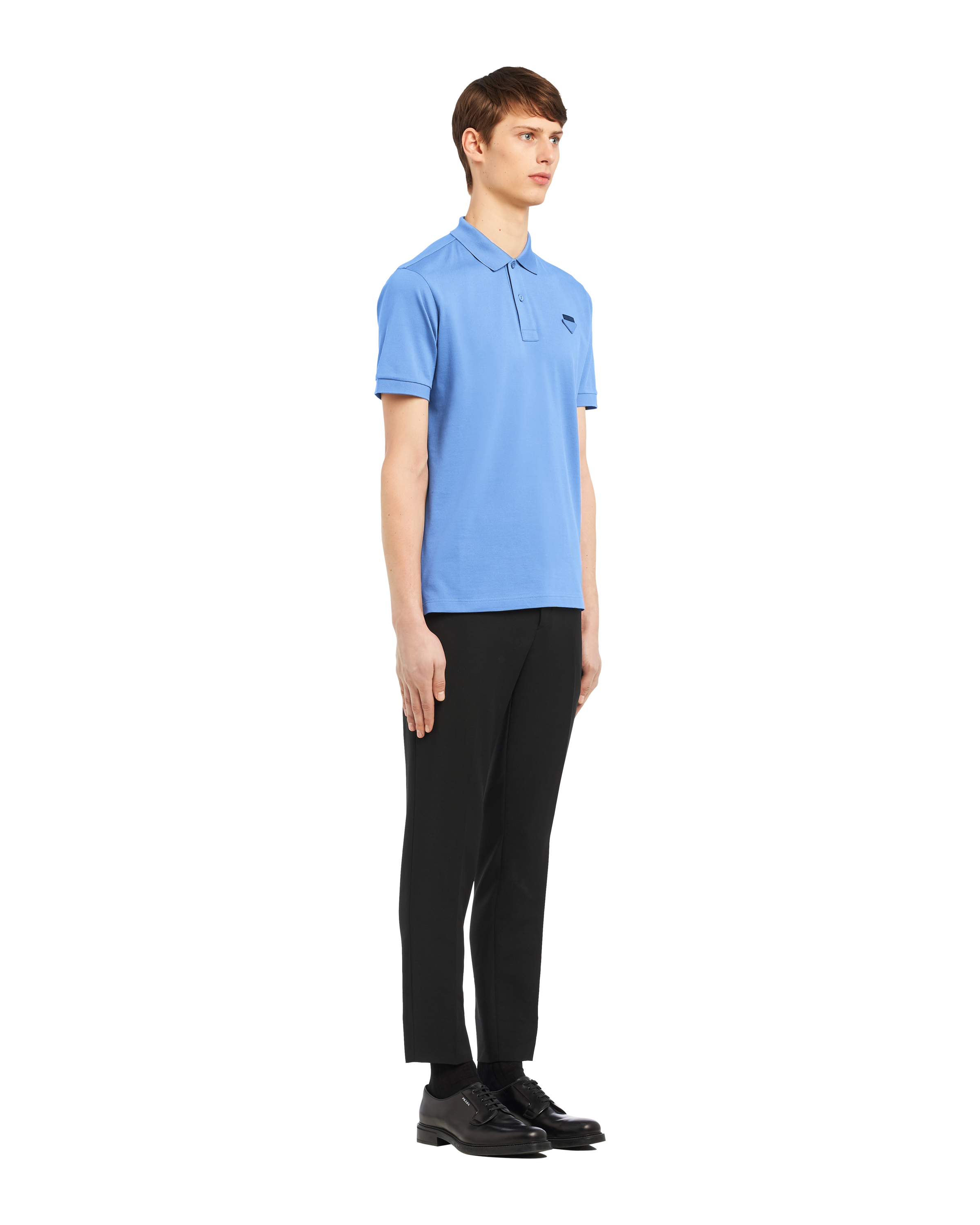 Periwinkle Blue Piqué polo shirt | Prada