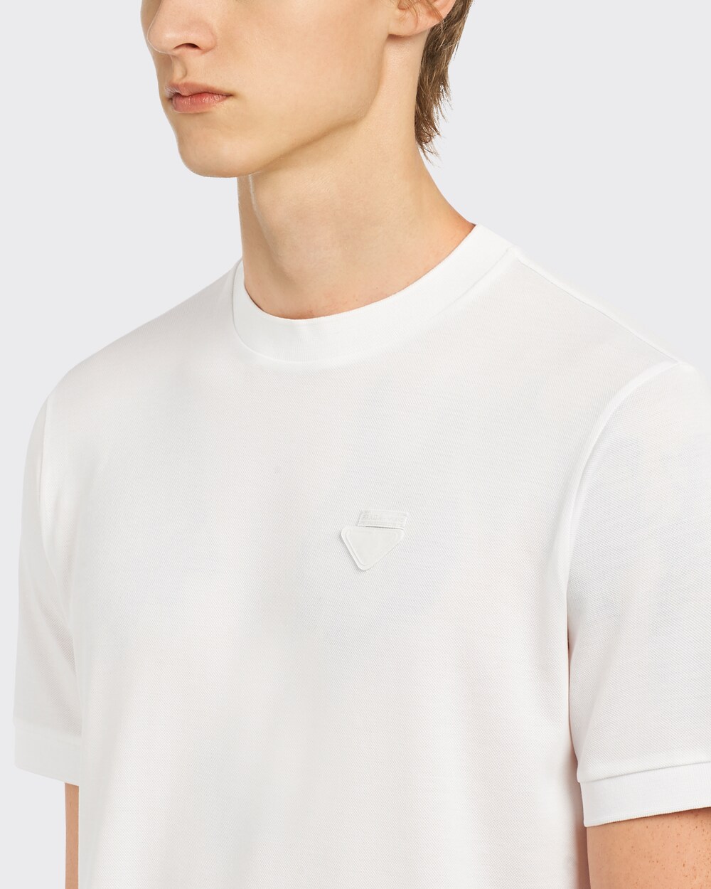 White Cotton piqué T-shirt | Prada