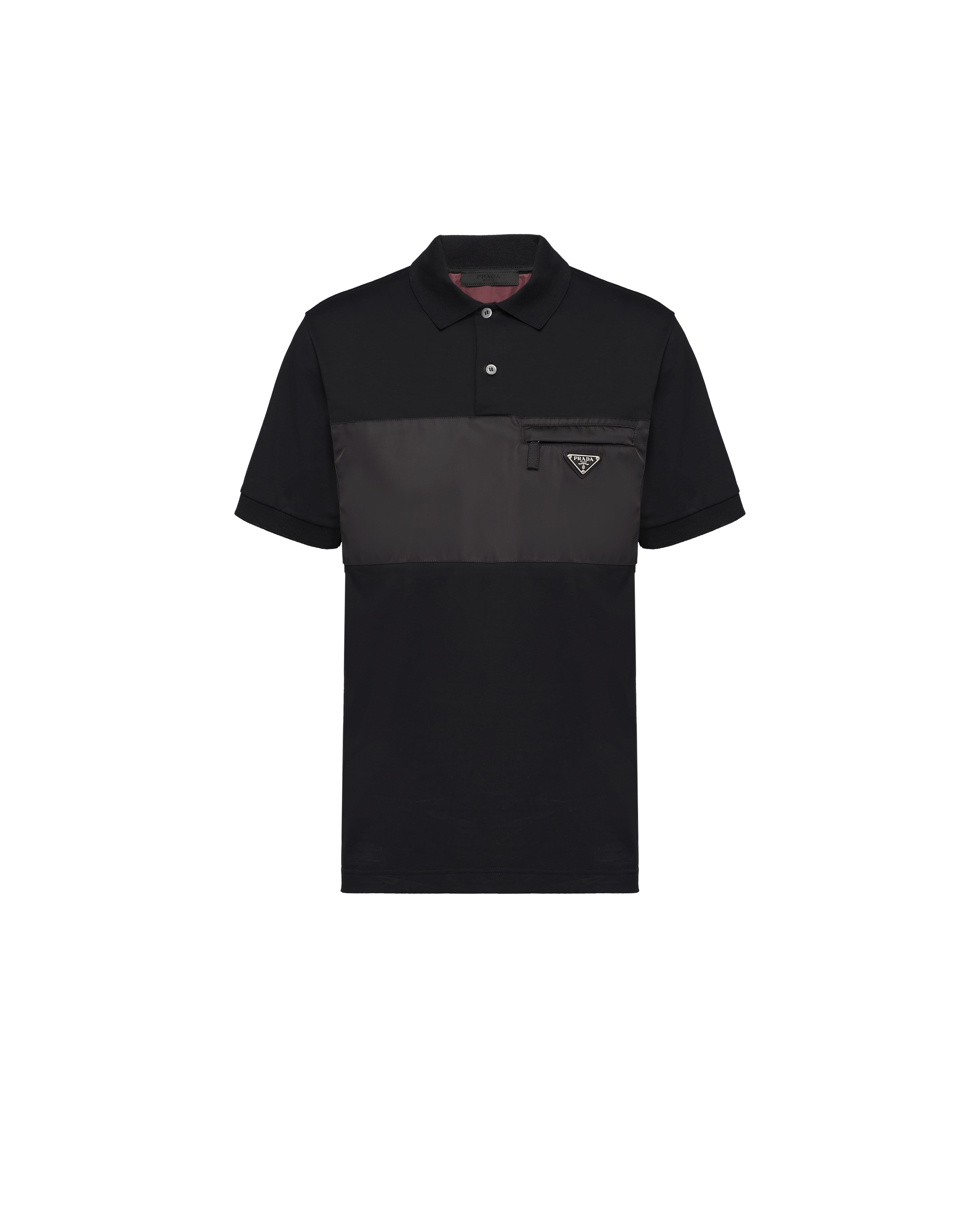 Black/black Stretch cotton polo shirt Prada